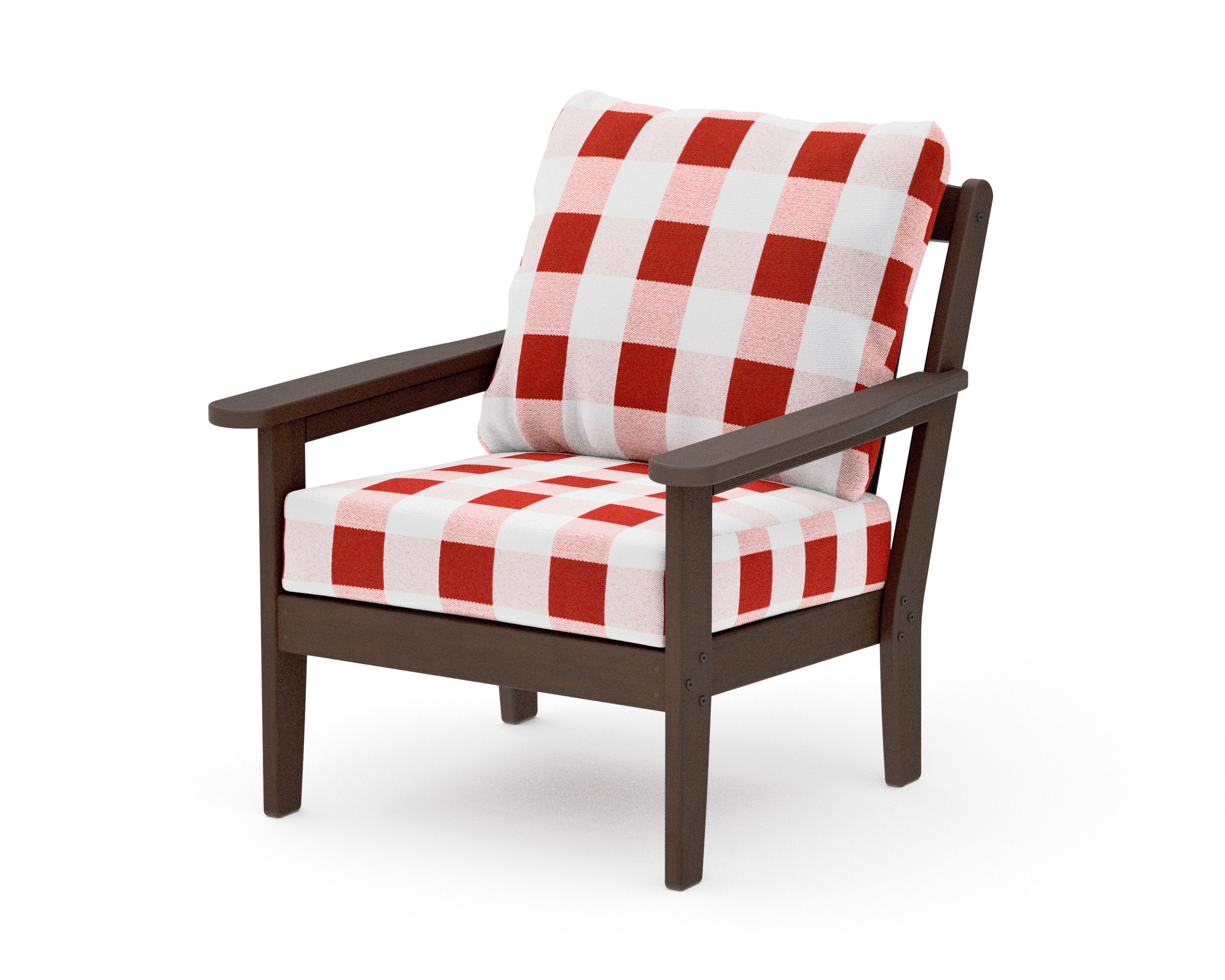 Cottage Deep Seating Chair in Kona / Buffalo Plaid Crimson