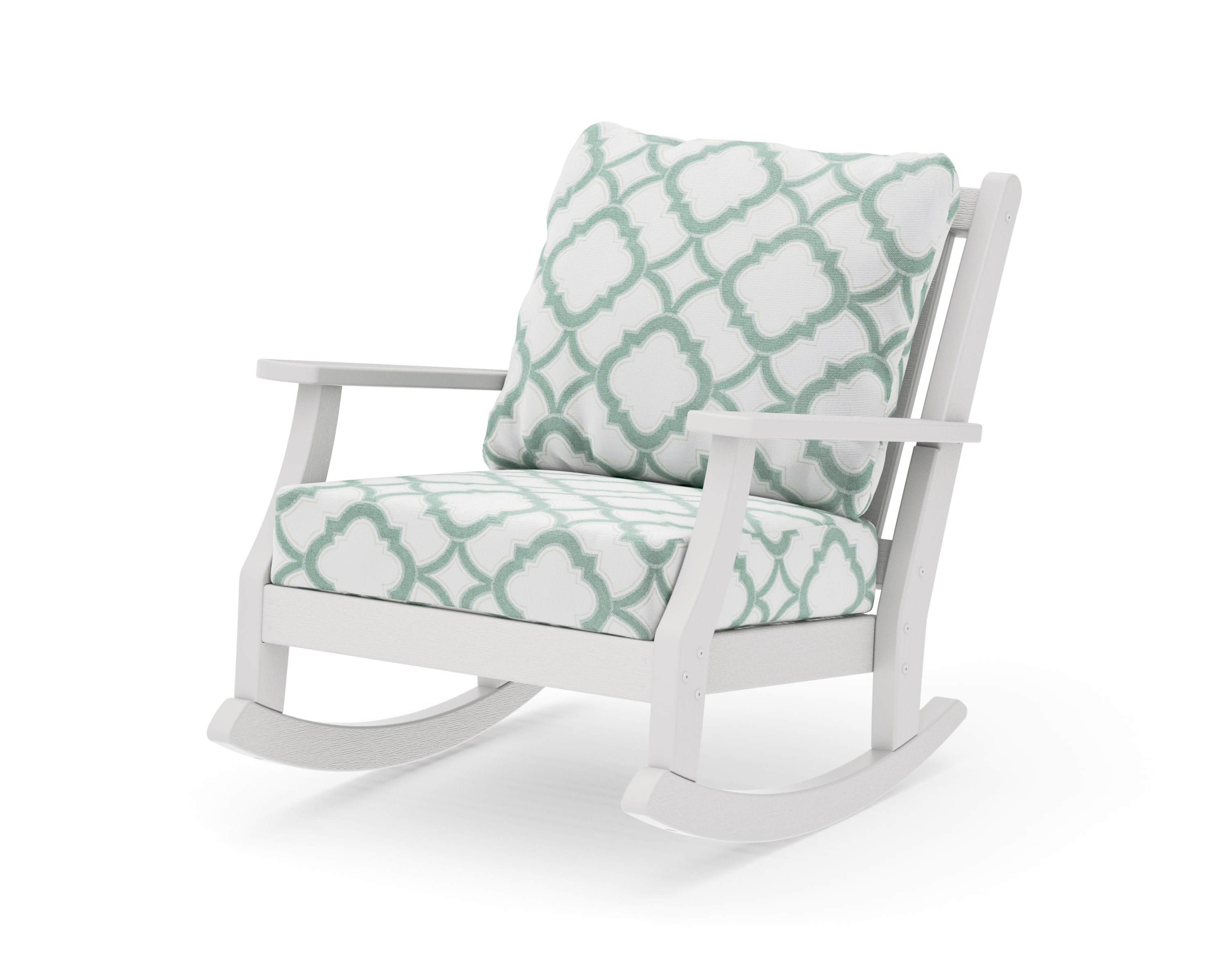 Wovendale Deep Seating Rocking Chair in Vintage White / Trellis Glacier Spa