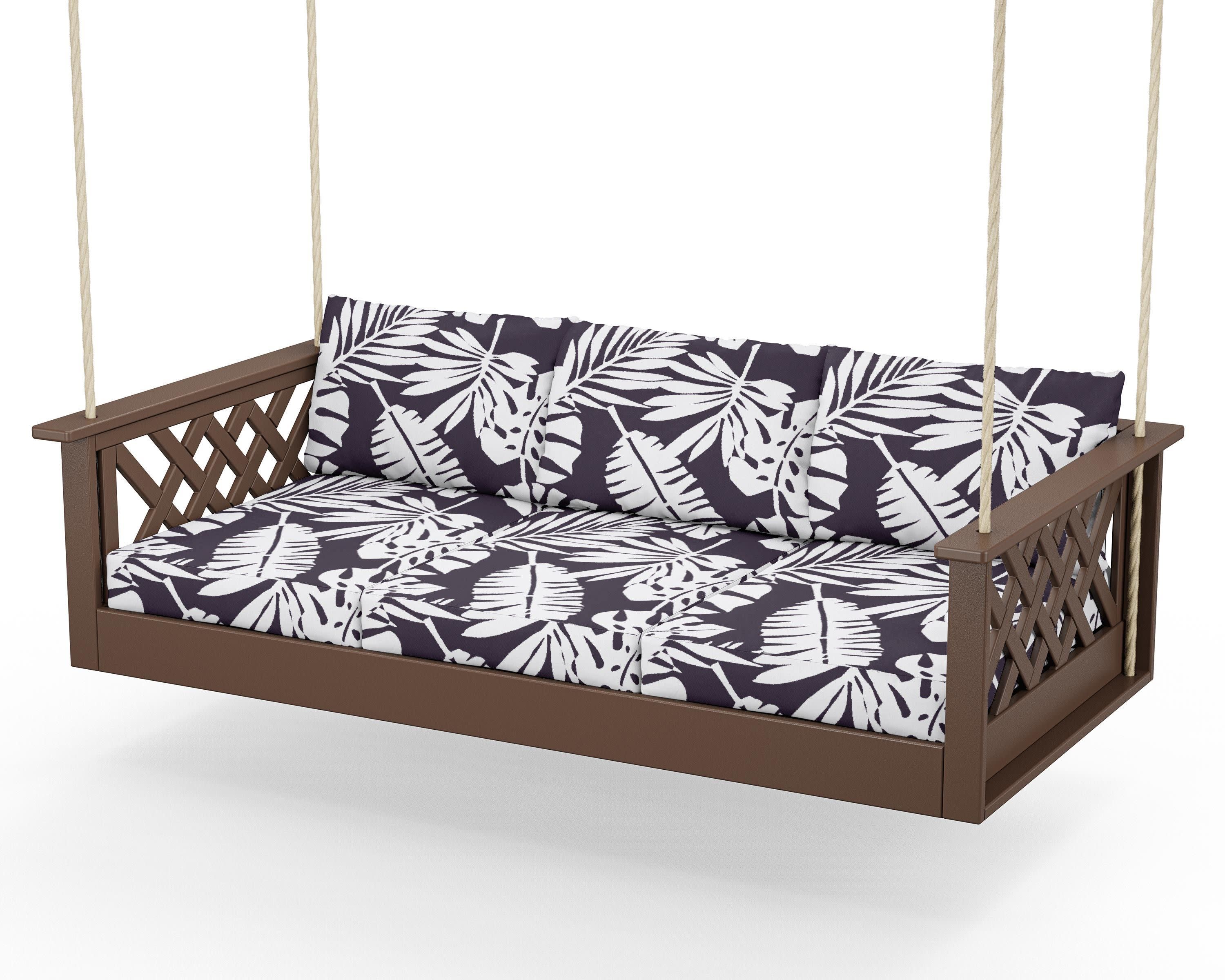 Wovendale Daybed Swing in Mahogany / Leaf Navy