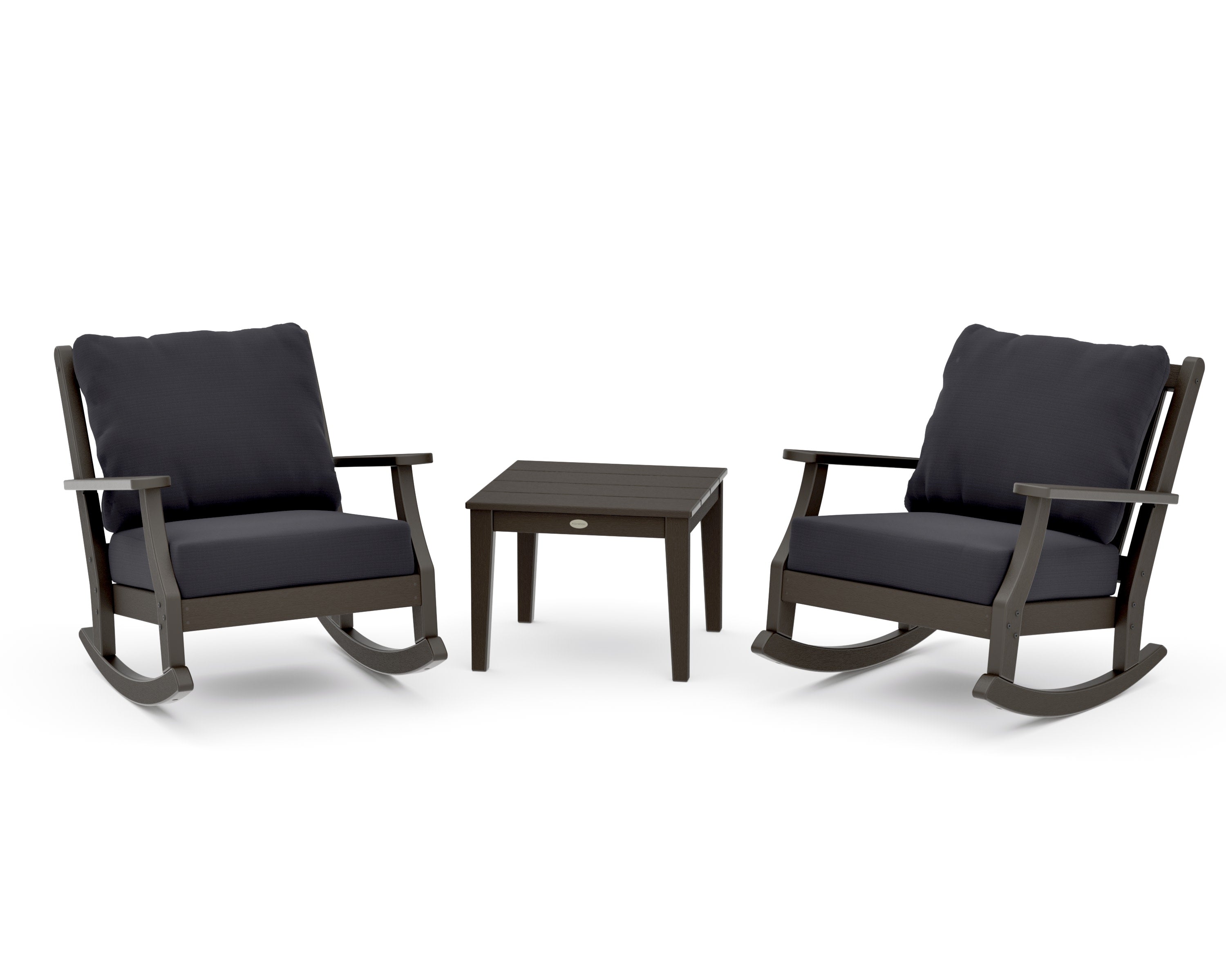 Wovendale 3-Piece Deep Seating Rocker Set in Vintage Coffee / Midnight Linen