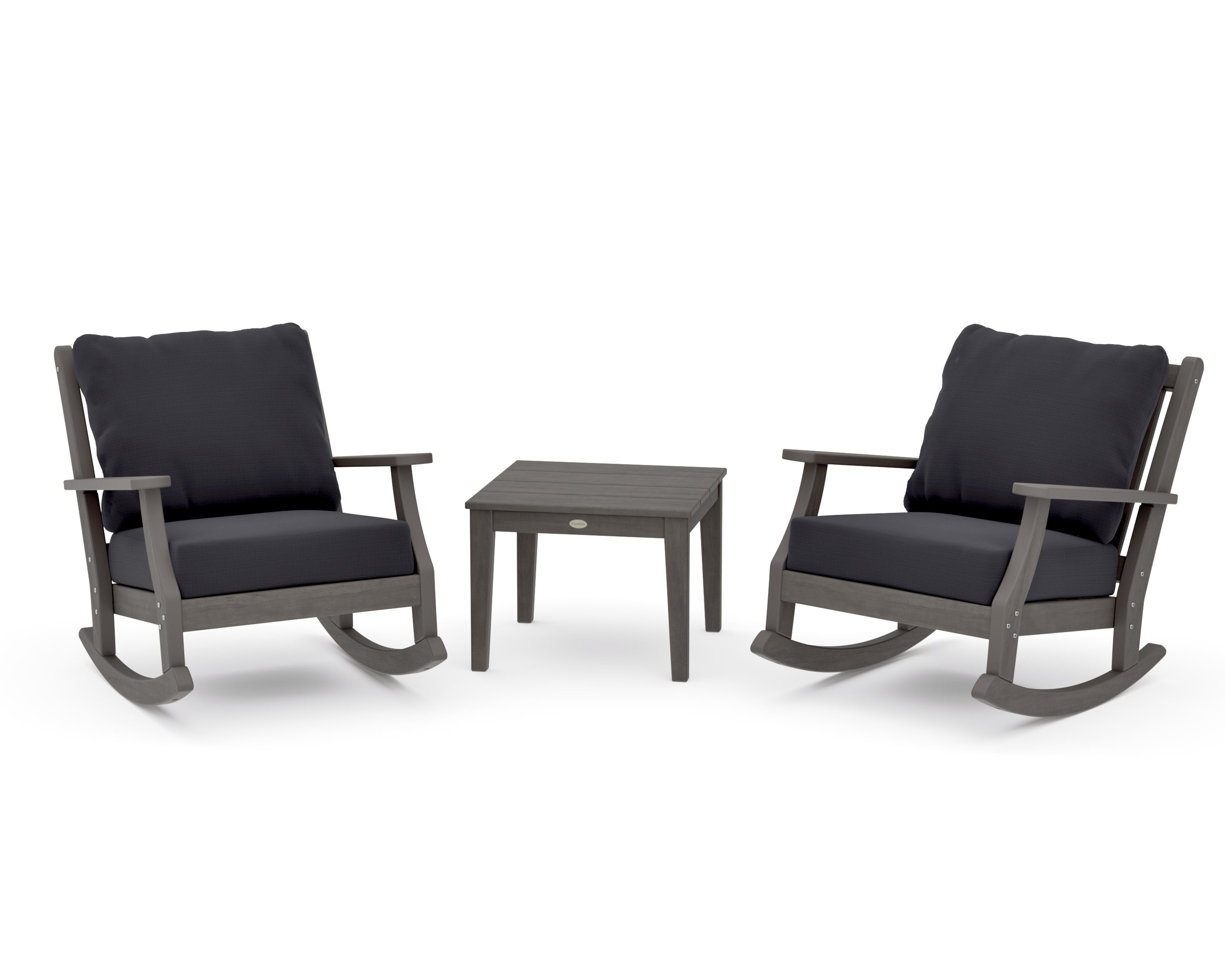 Wovendale 3-Piece Deep Seating Rocker Set in Driftwood / Midnight Linen