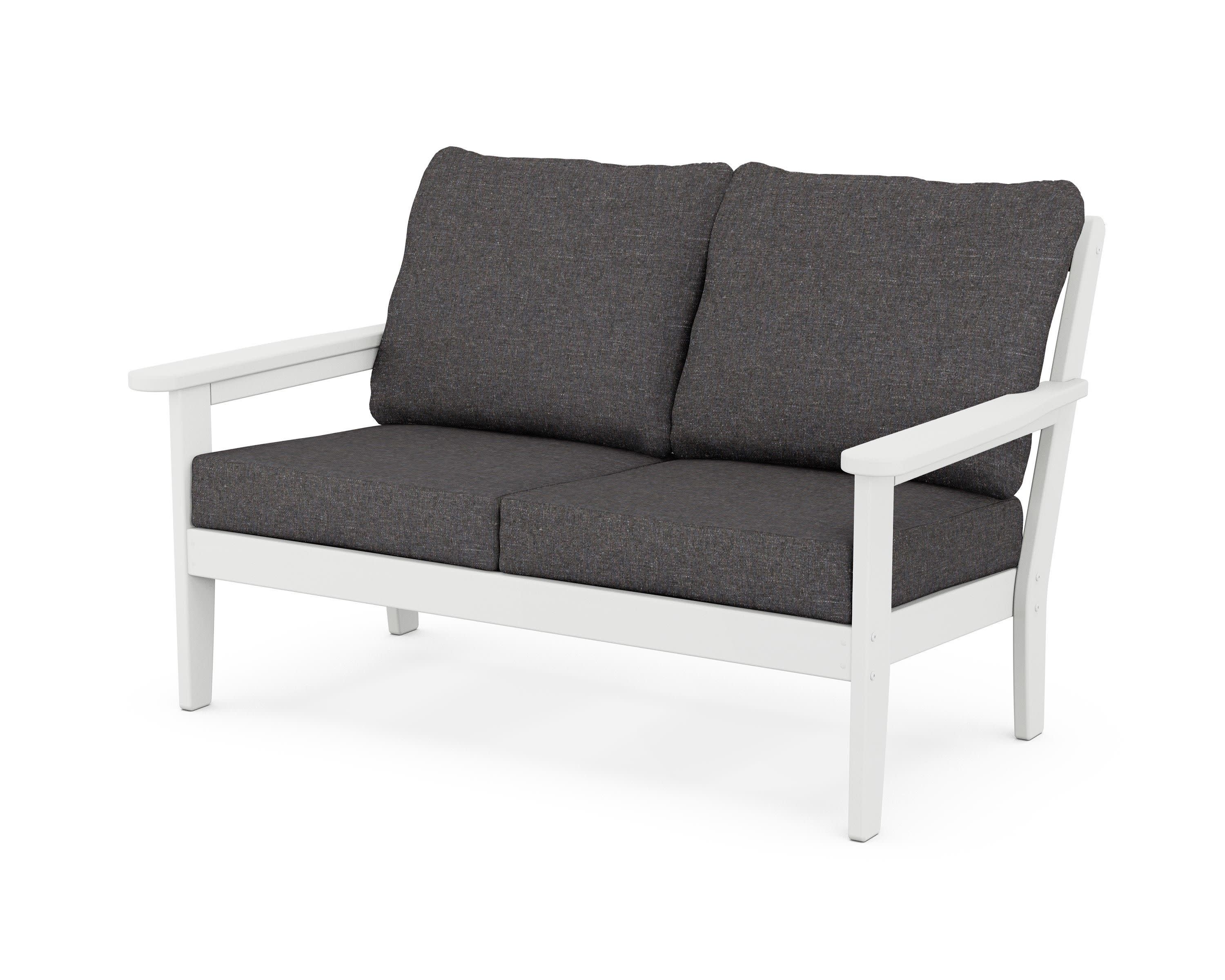 Cottage Deep Seating Loveseat in White / Ash Charcoal