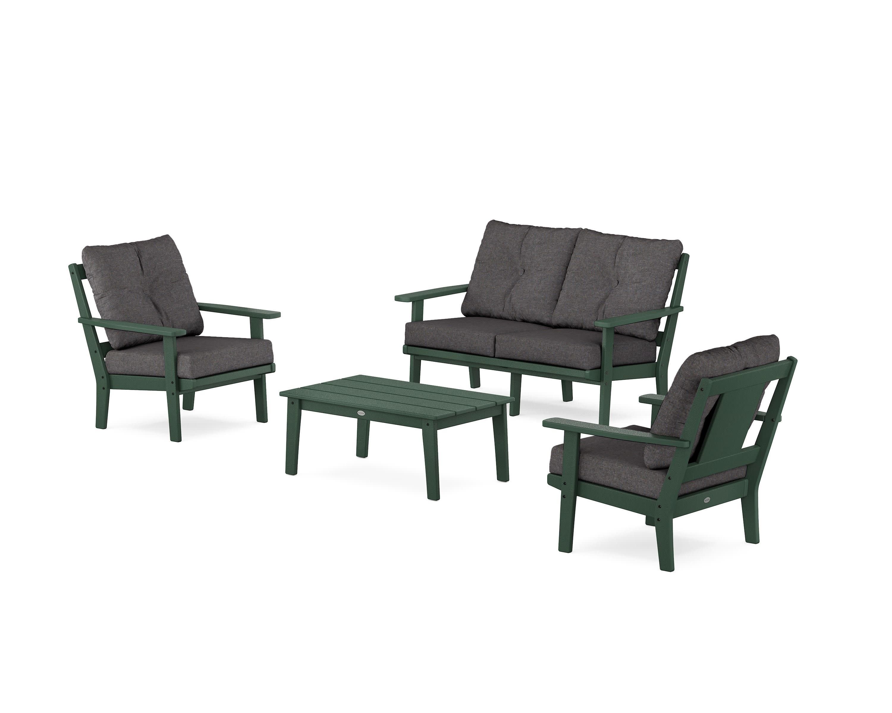 Prairie 4-Piece Deep Seating Set with Loveseat in Green / Ash Charcoal