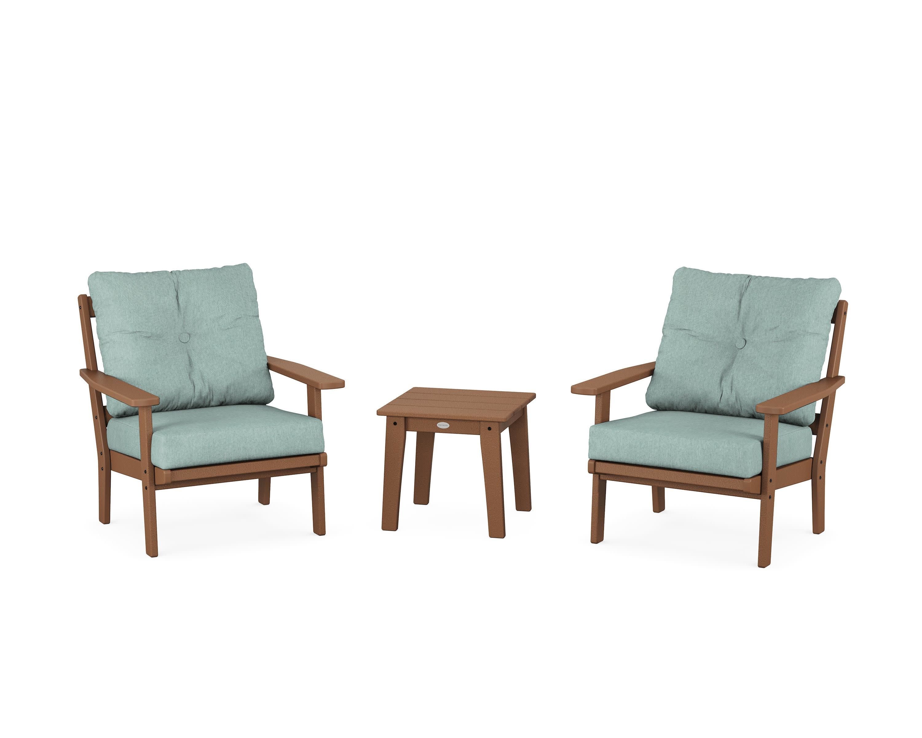 Prairie 3-Piece Deep Seating Set in Teak / Glacier Spa