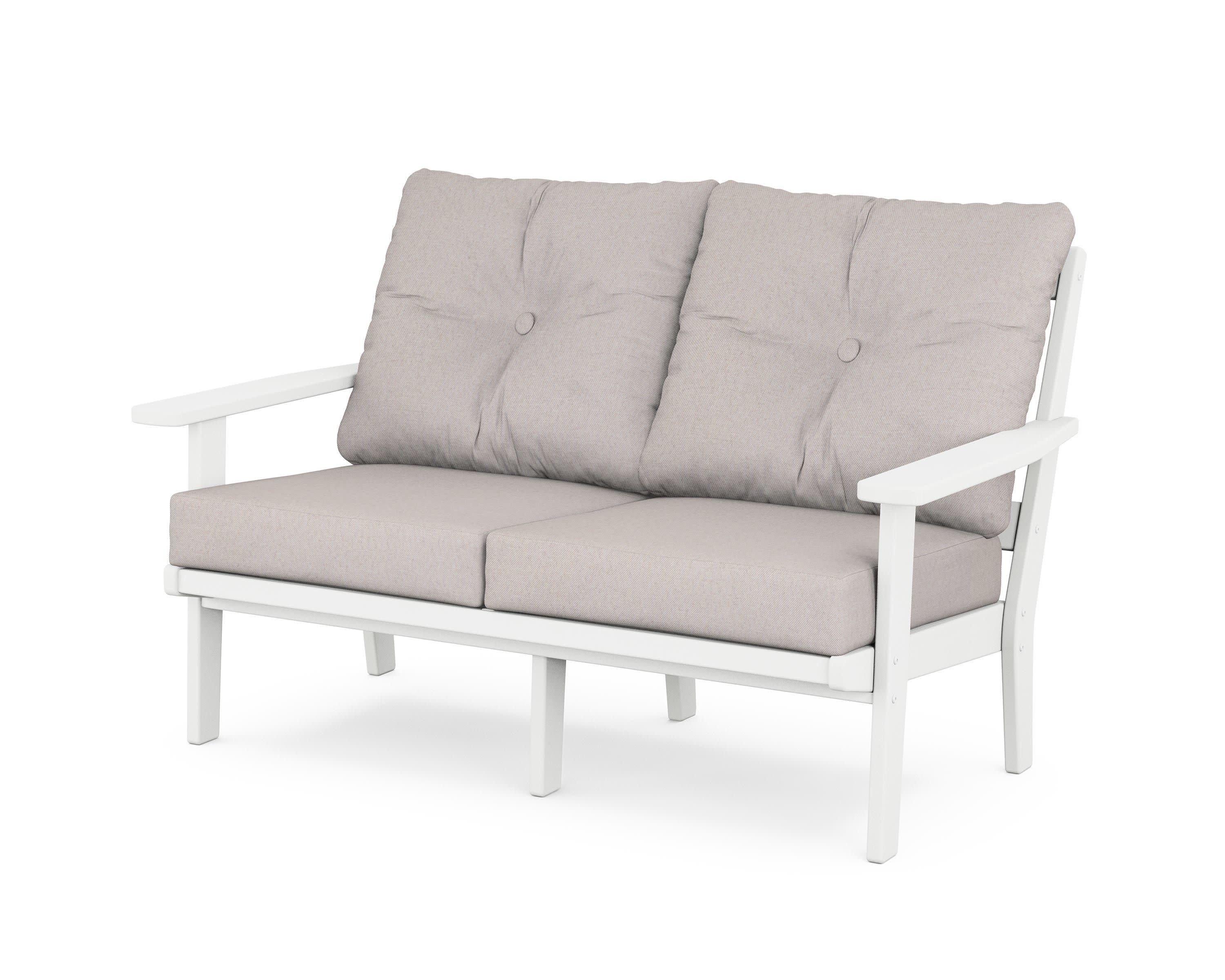 Prairie Deep SeatingLoveseat in White / Dune Burlap