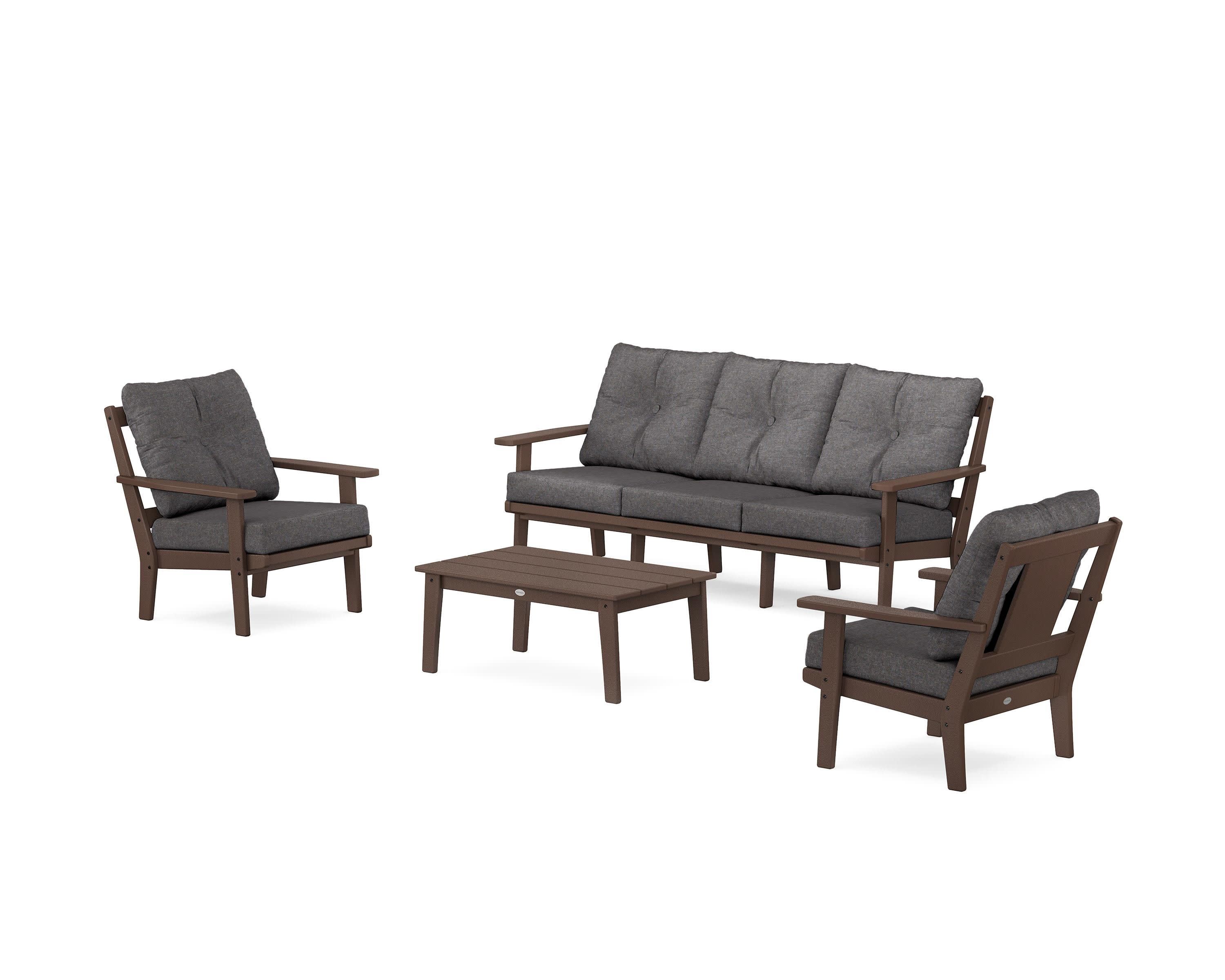 Prairie 4-Piece Deep Seating Set with Sofa in Mahogany / Ash Charcoal