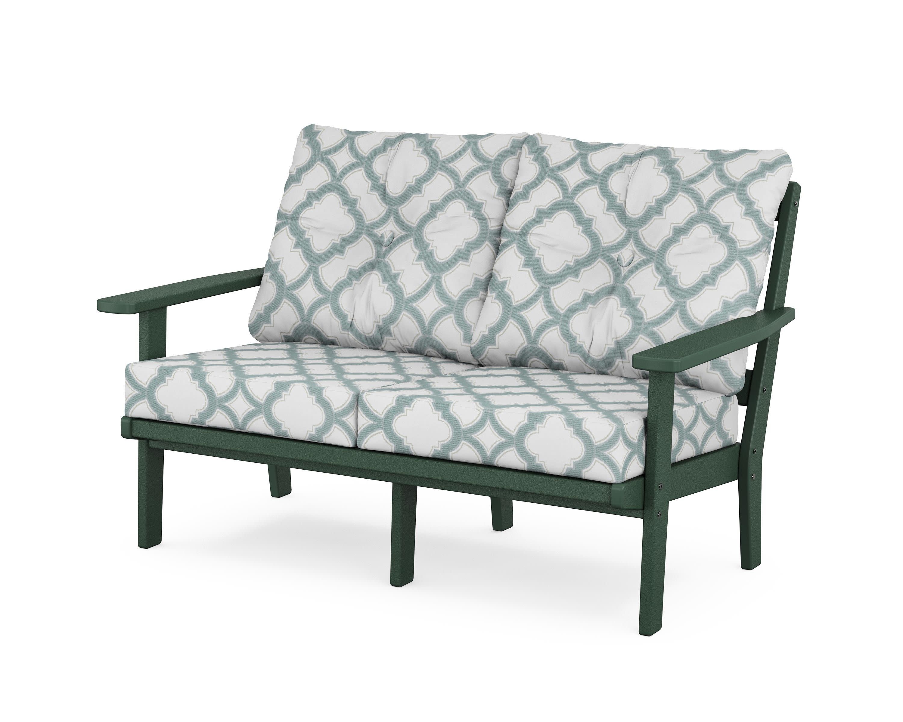 Prairie Deep SeatingLoveseat in Green / Trellis Glacier Spa