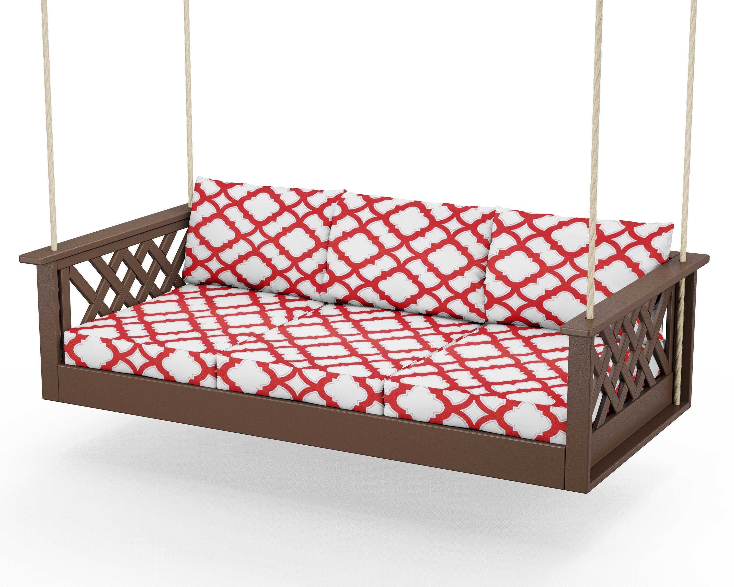 Wovendale Daybed Swing in Mahogany / Trellis Crimson