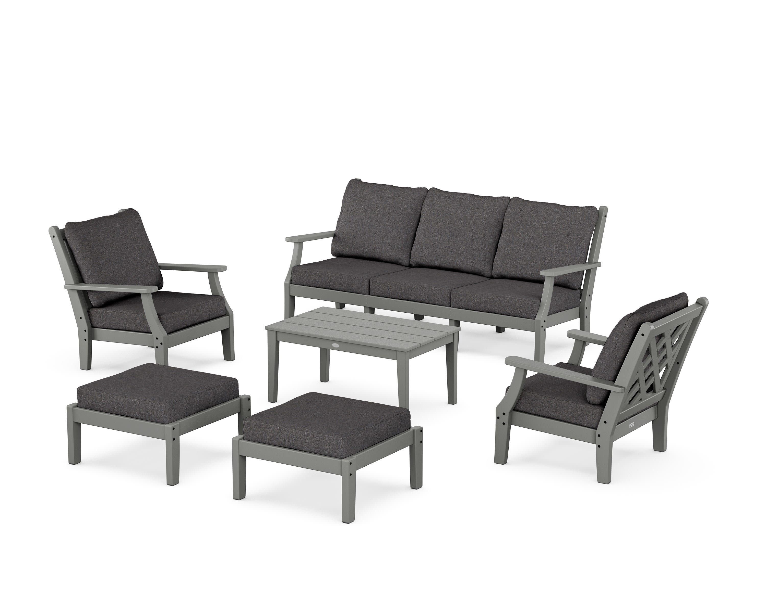 Wovendale 6-Piece Lounge Sofa Set in Slate Grey / Ash Charcoal