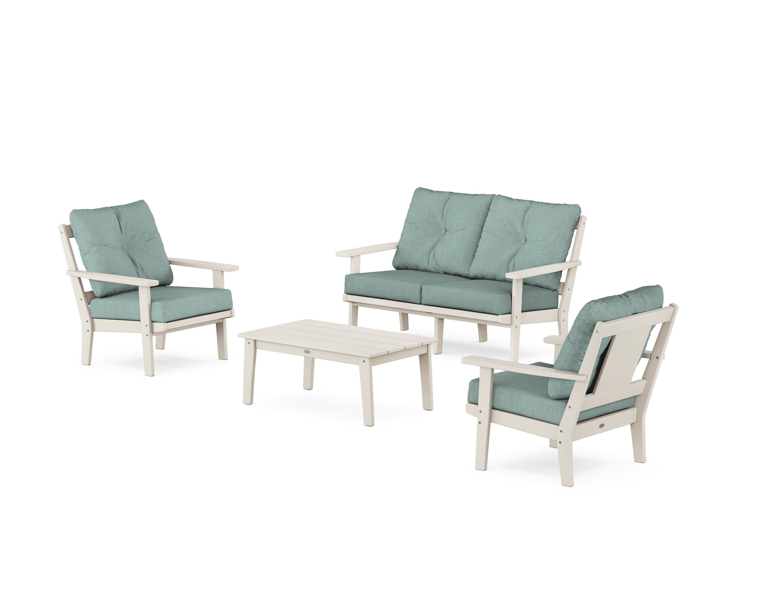 Prairie 4-Piece Deep Seating Set with Loveseat in Sand / Glacier Spa