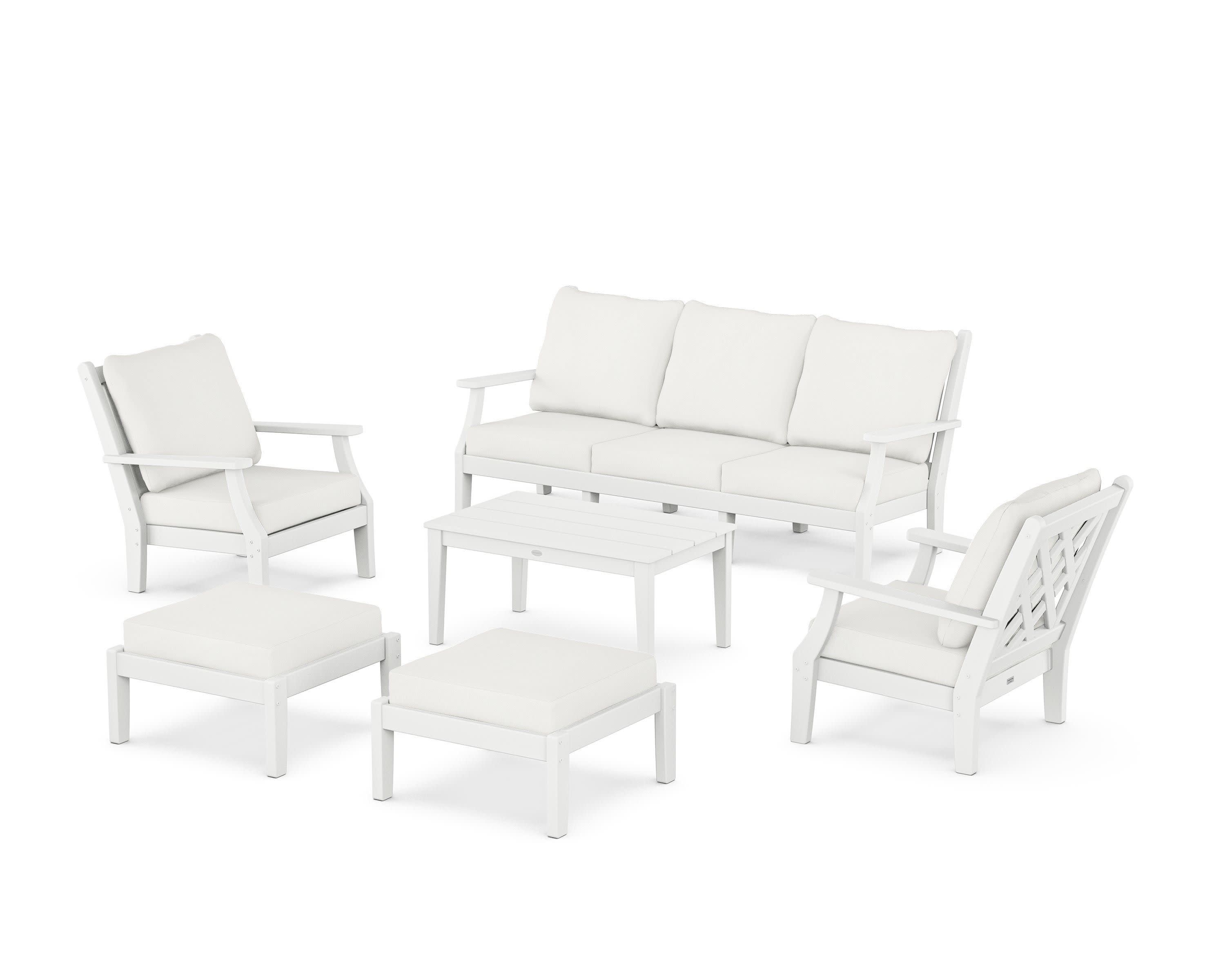 Wovendale 6-Piece Lounge Sofa Set in White / Natural Linen