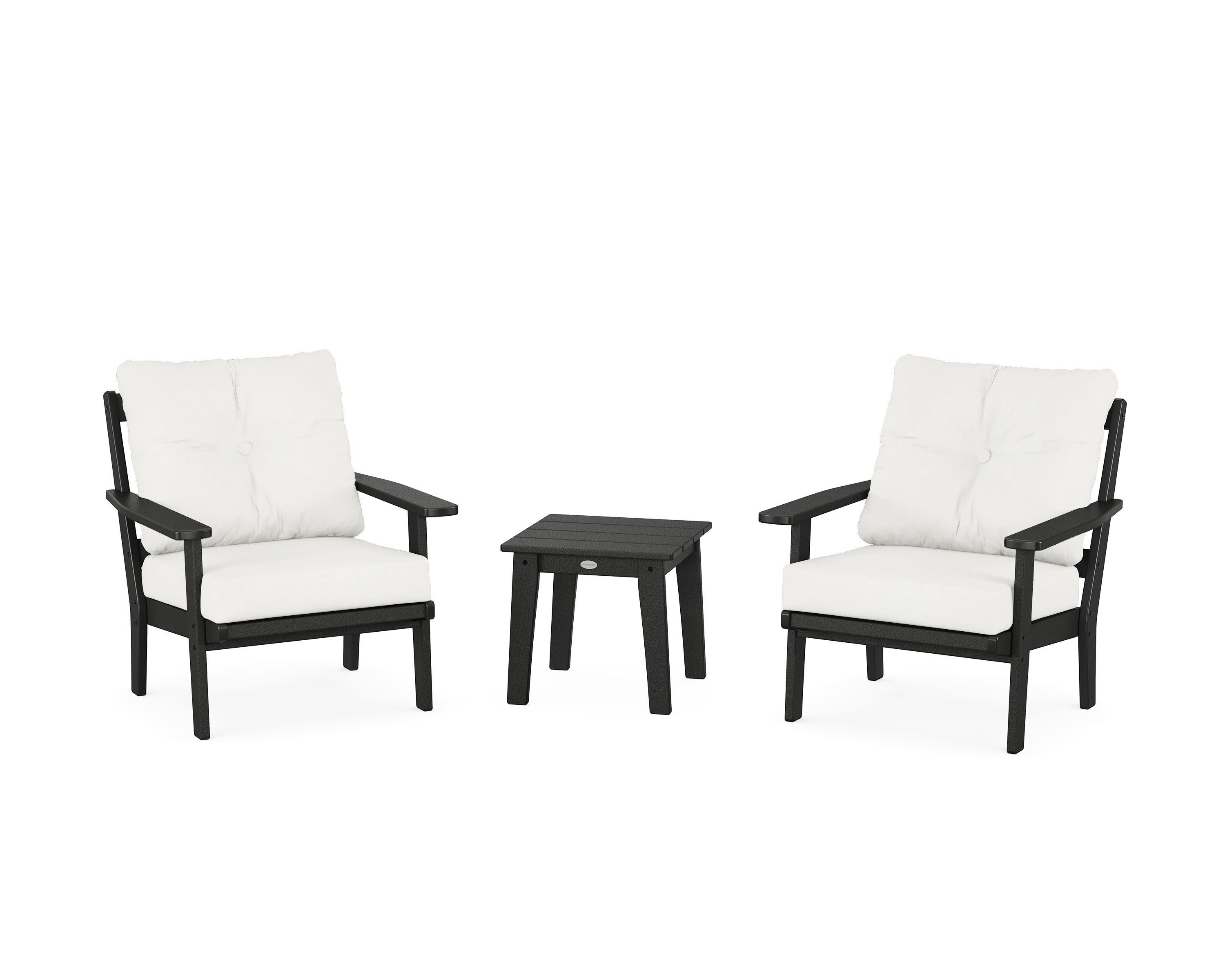 Prairie 3-Piece Deep Seating Set in Black / Natural Linen