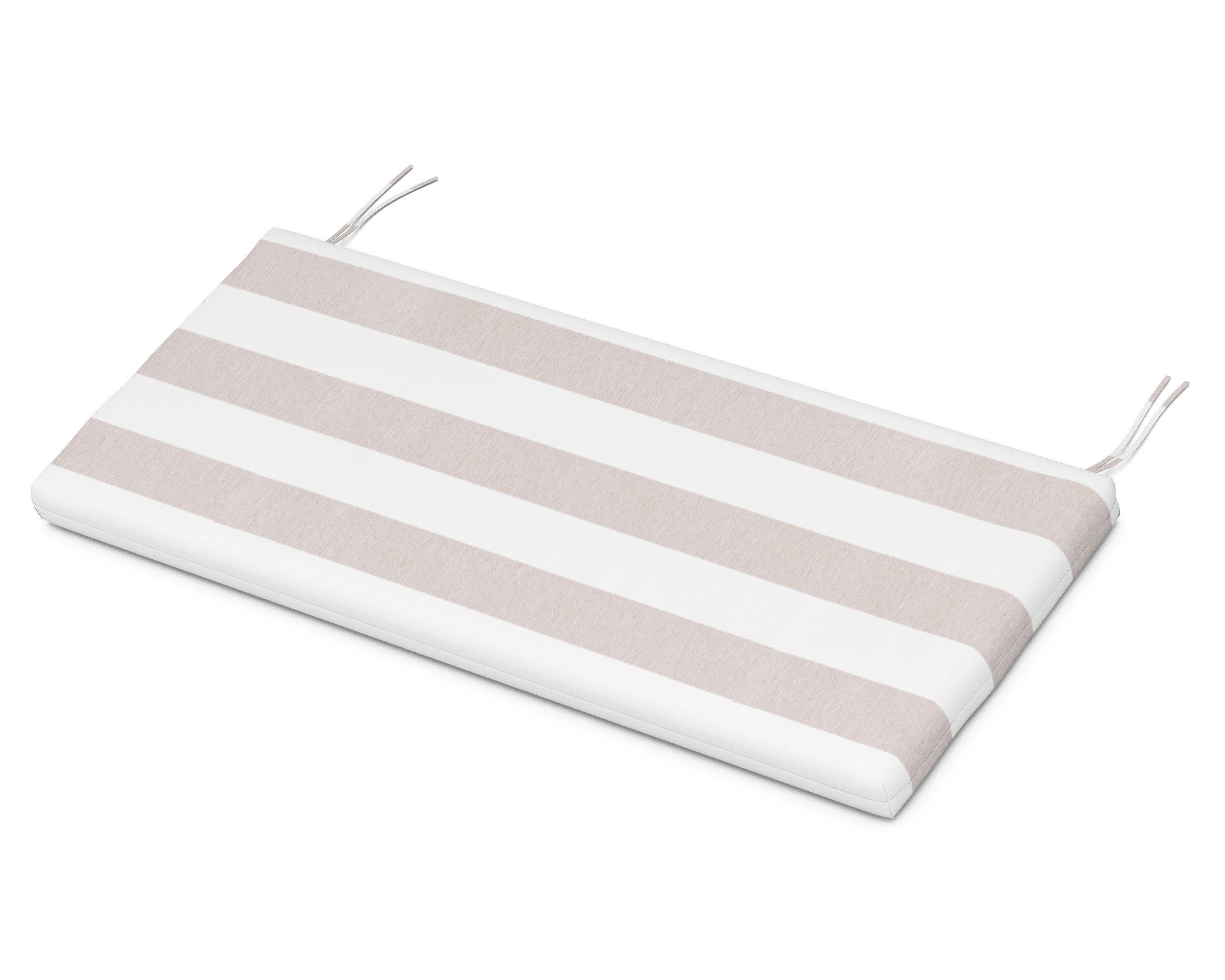 Bench Seat Cushion - 18.5"D x 43.5"W x 2.5"H in Cabana Stripe Dune Burlap