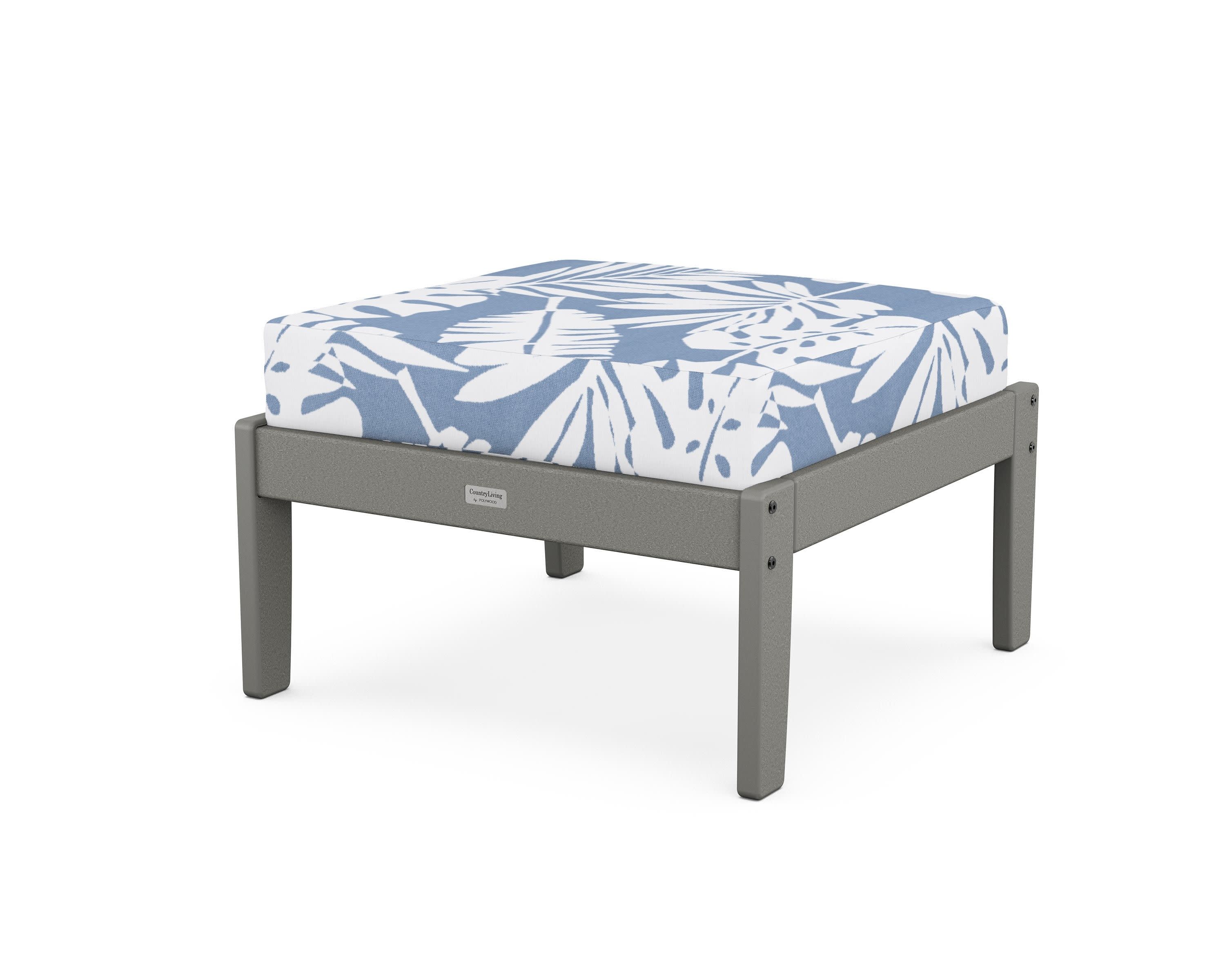 Cottage Deep Seating Ottoman in Slate Grey / Leaf Sky Blue