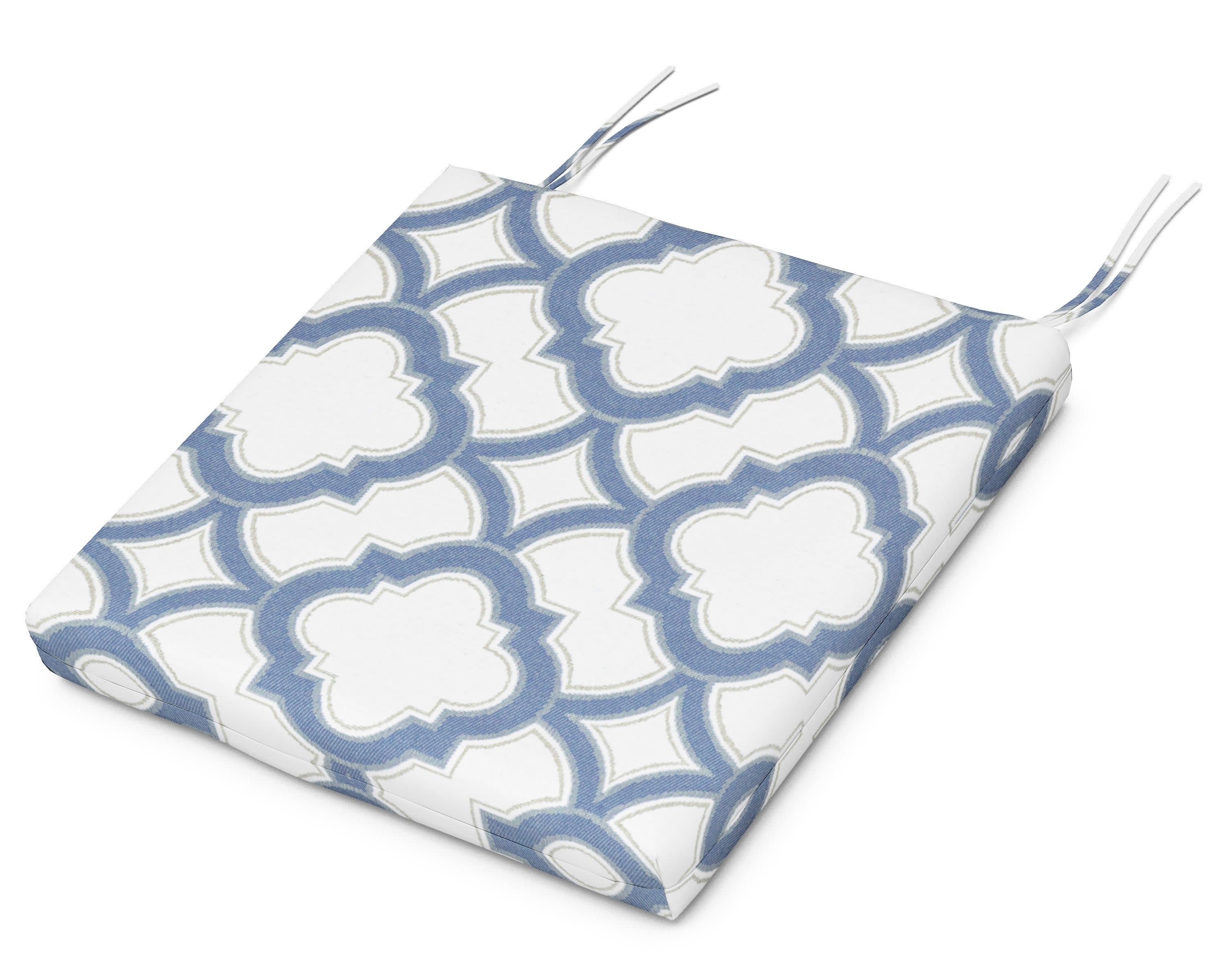 Seat Cushion 17"D x 20.75"W x 2.5"H in Trellis Sky Blue
