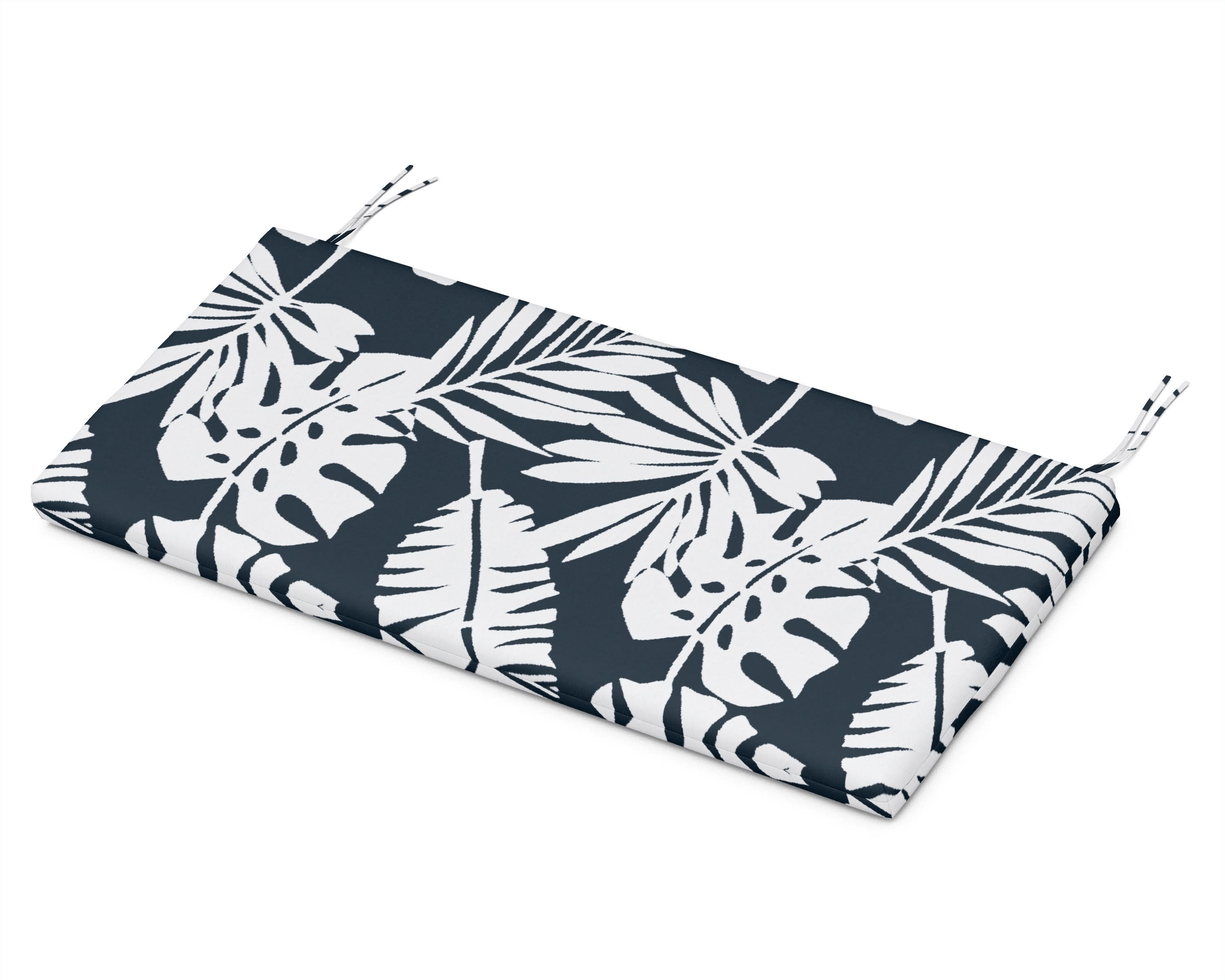Bench Seat Cushion - 17.25"D x 43.5"W x 2.5"H in Leaf Marine Indigo