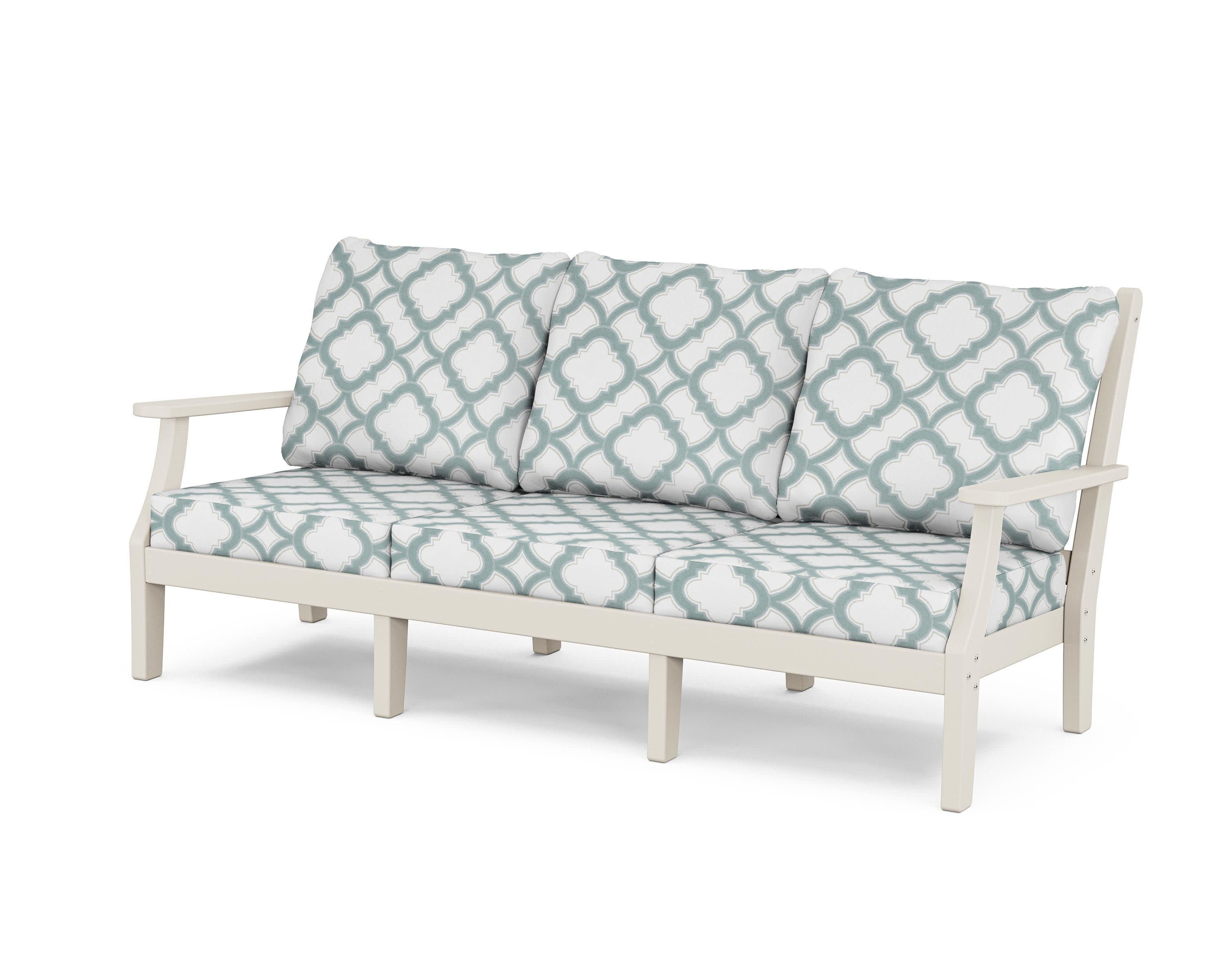 Wovendale Deep Seating Sofa in Sand / Trellis Glacier Spa