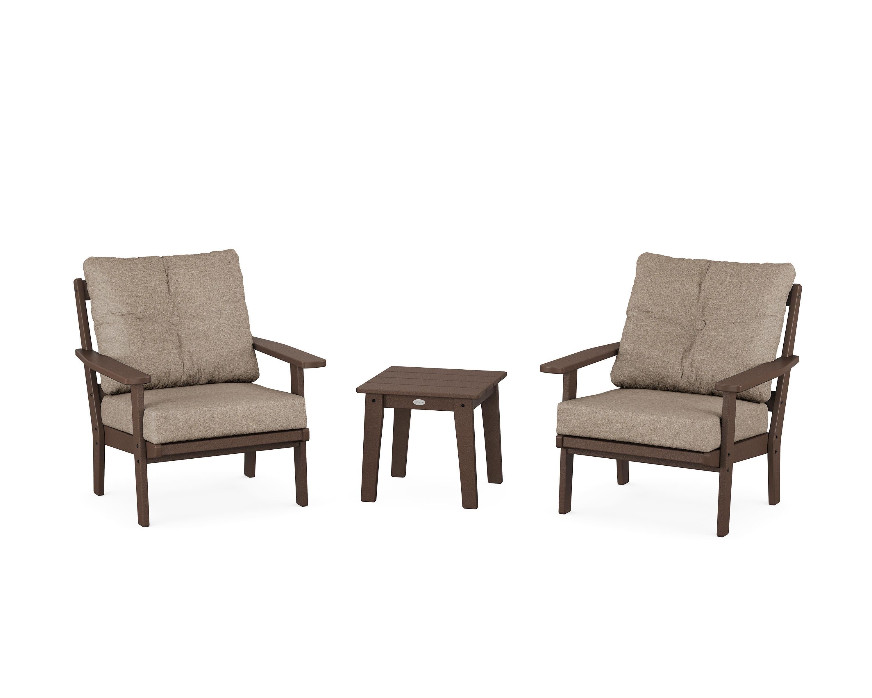 Prairie 3-Piece Deep Seating Set in Mahogany / Spiced Burlap