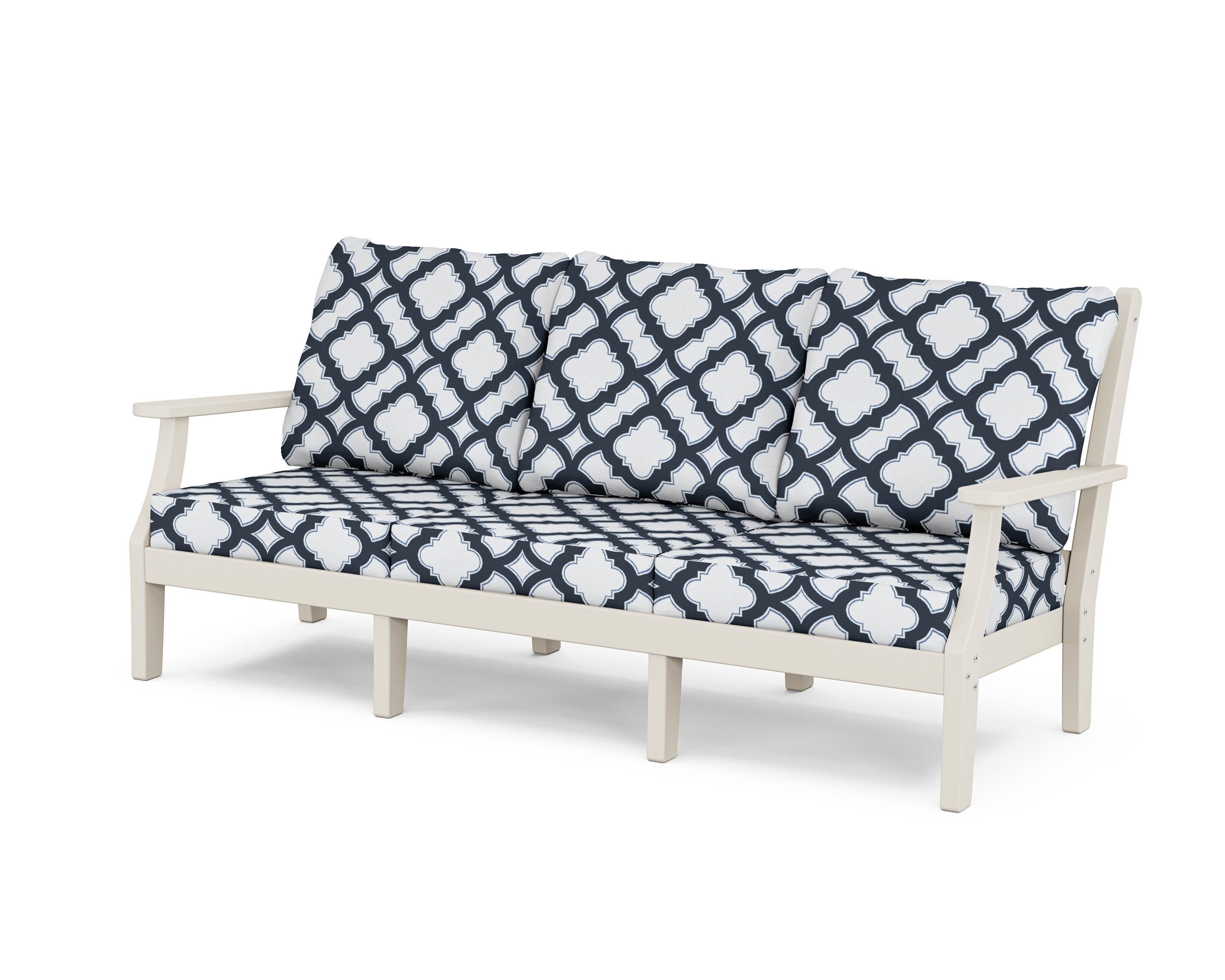 Wovendale Deep Seating Sofa in Sand / Trellis Marine Indigo