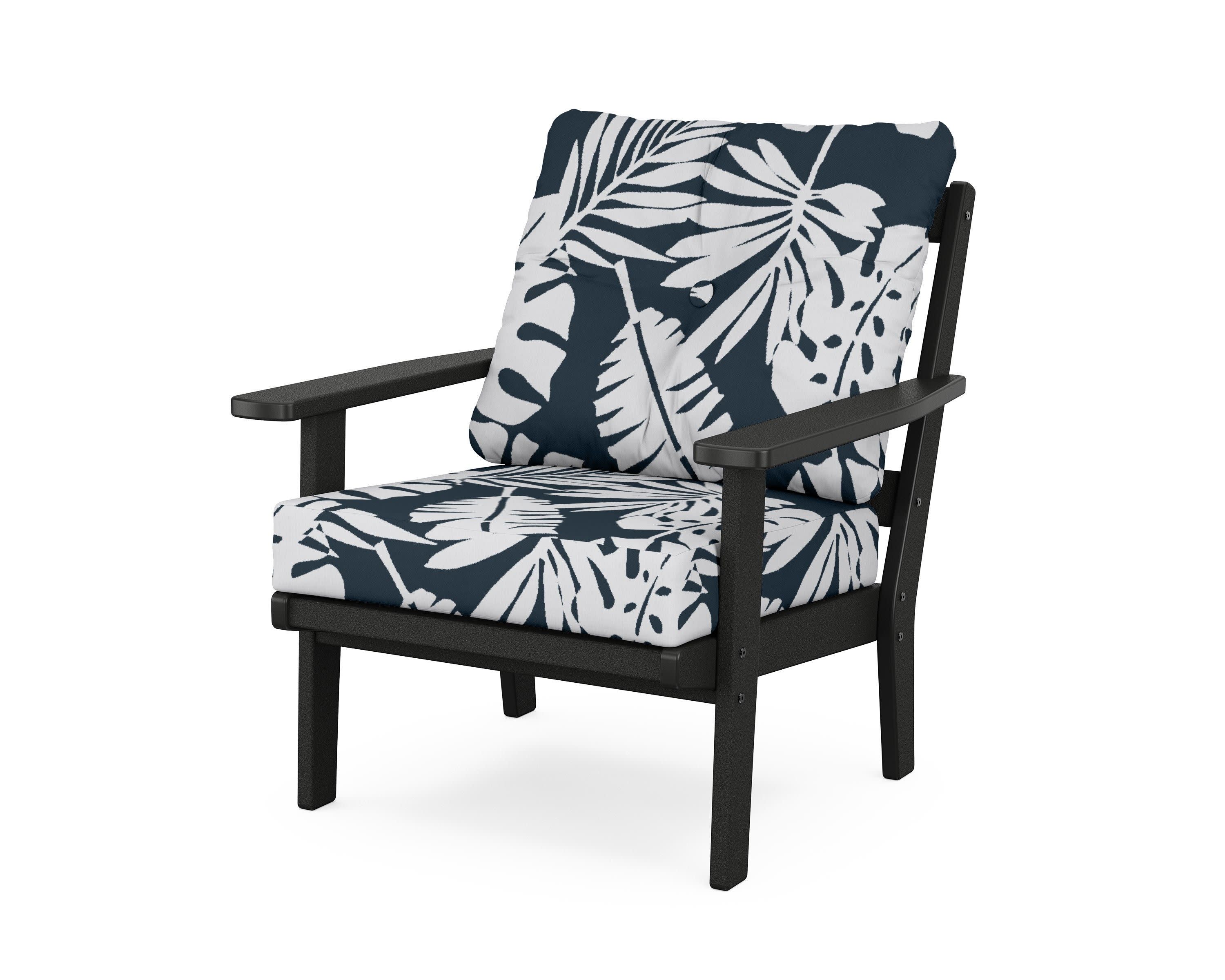 Prairie Deep Seating Chair in Black / Leaf Marine Indigo