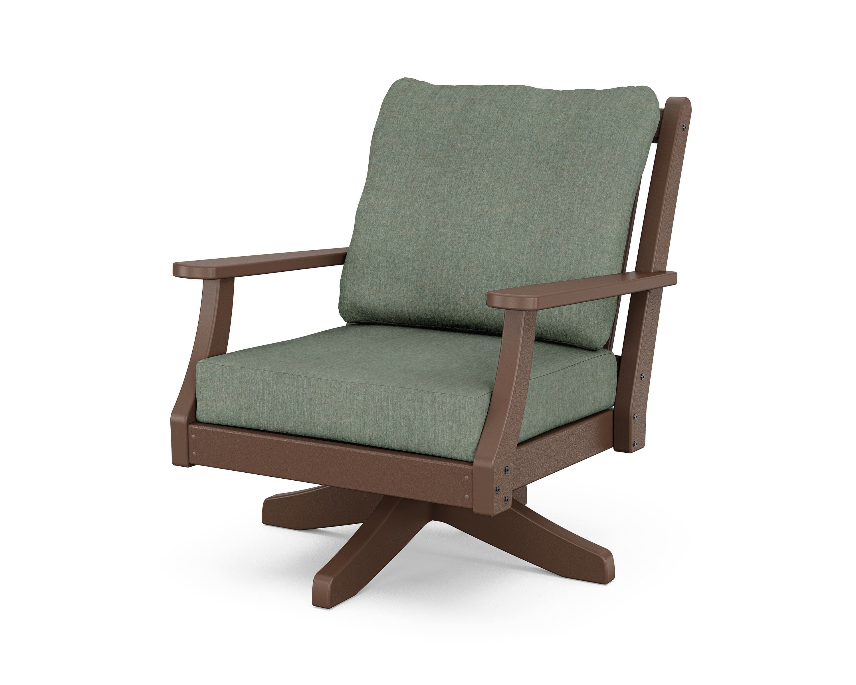 Wovendale Deep Seating Swivel Chair in Mahogany / Cast Sage