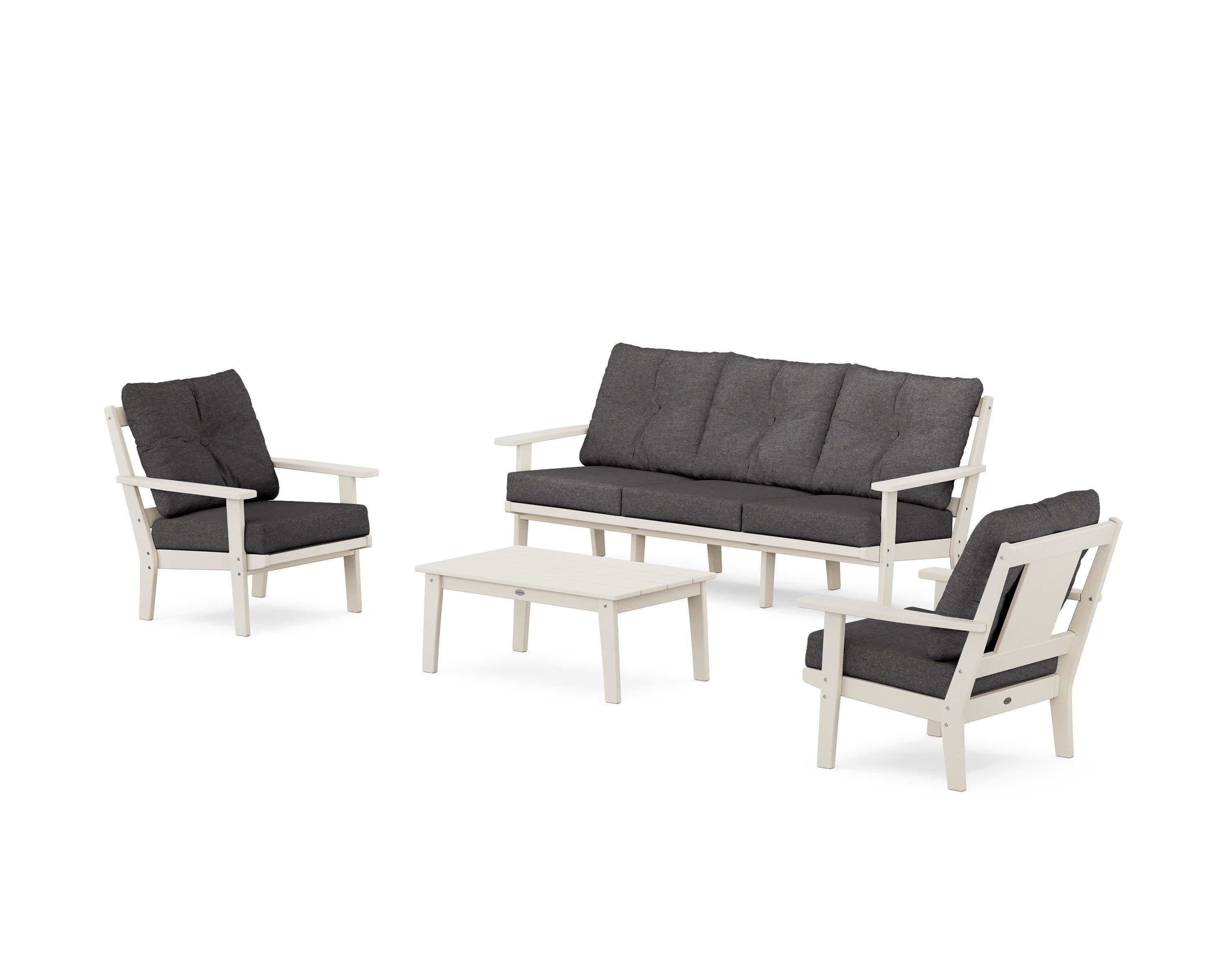 Prairie 4-Piece Deep Seating Set with Sofa in Sand / Ash Charcoal