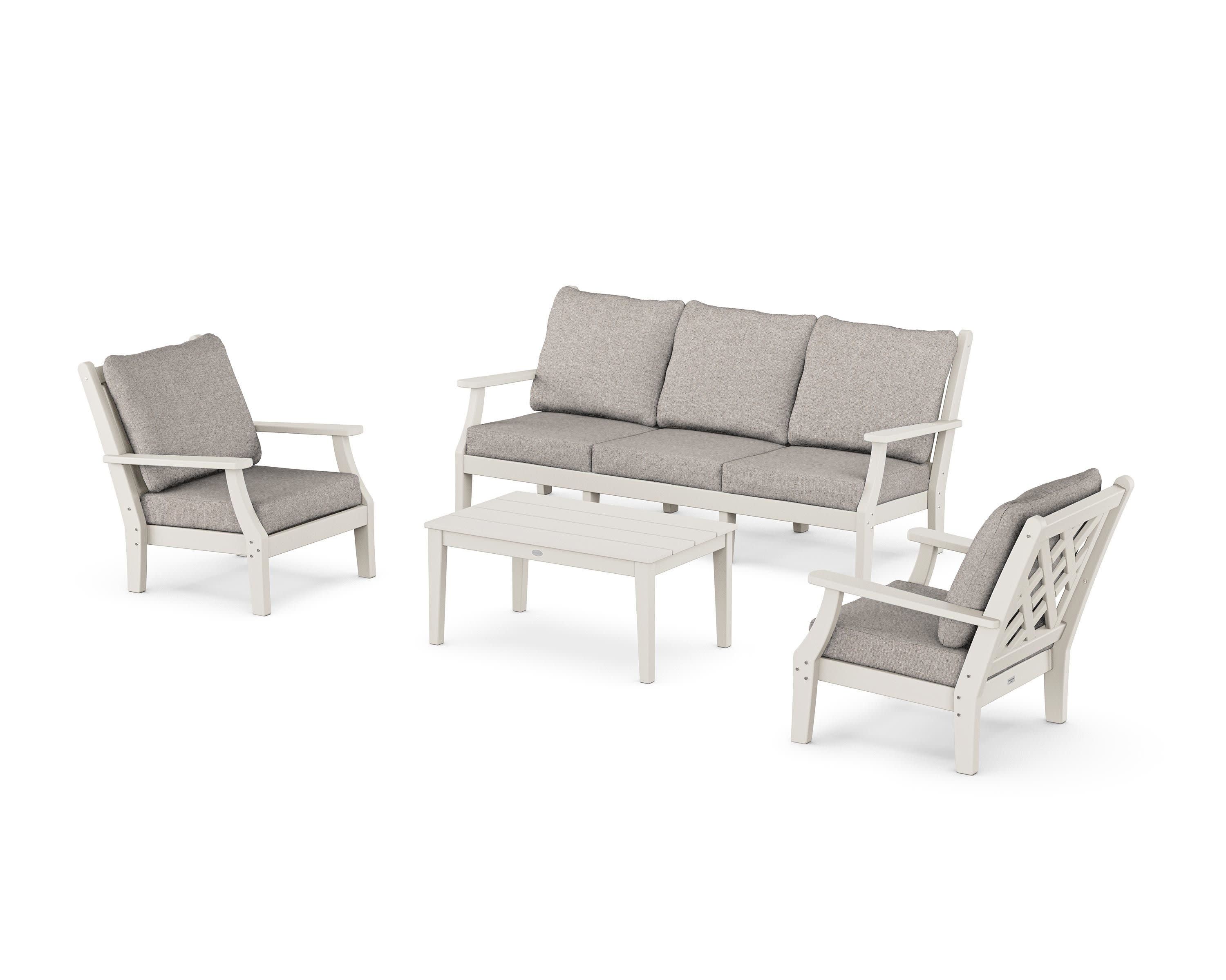 Wovendale 4-Piece Deep Seating Set with Sofa in Sand / Weathered Tweed