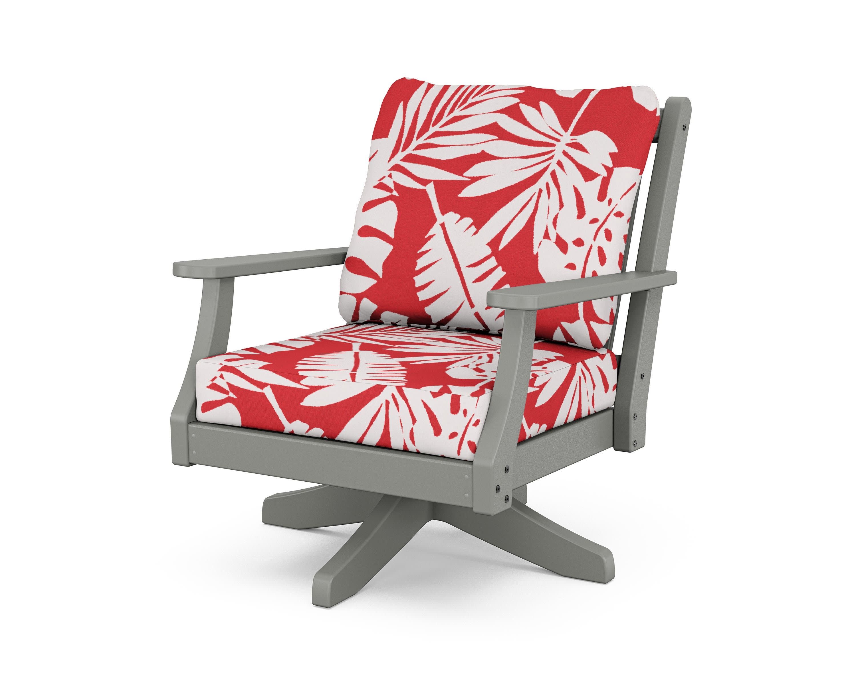 Wovendale Deep Seating Swivel Chair in Slate Grey / Leaf Crimson
