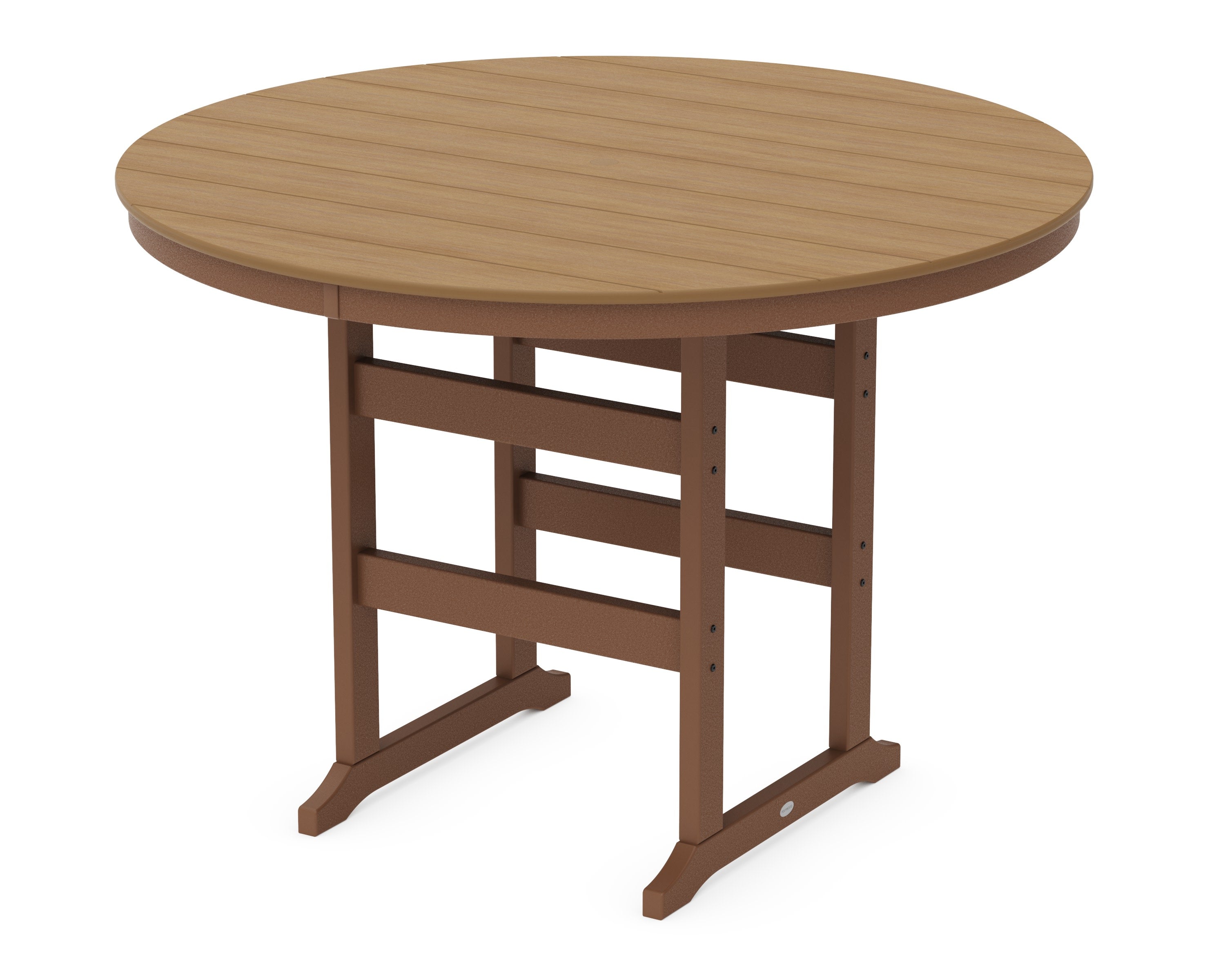60" Round Farmhouse Bar Table in Teak / Natural
