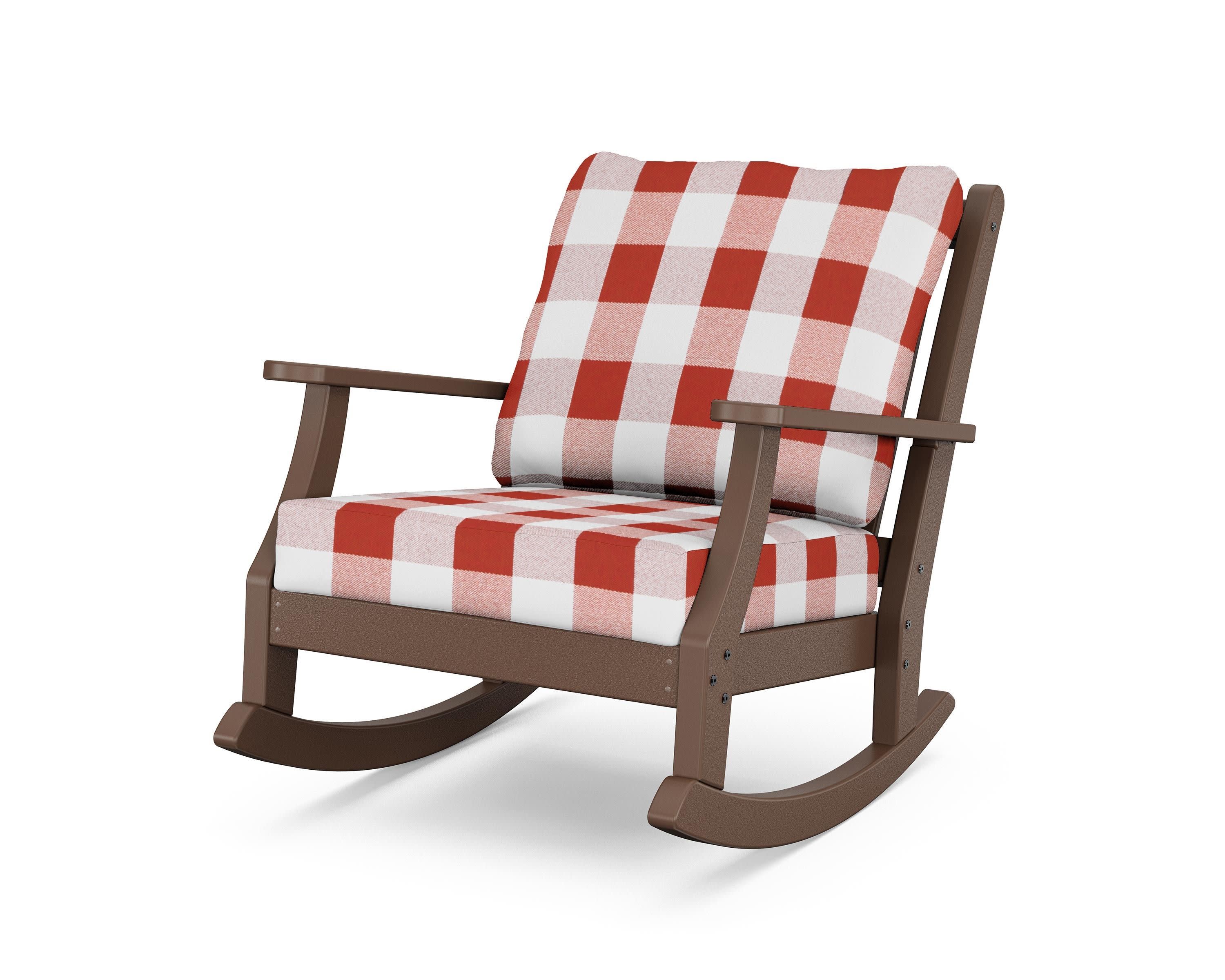 Wovendale Deep Seating Rocking Chair in Mahogany / Buffalo Plaid Crimson