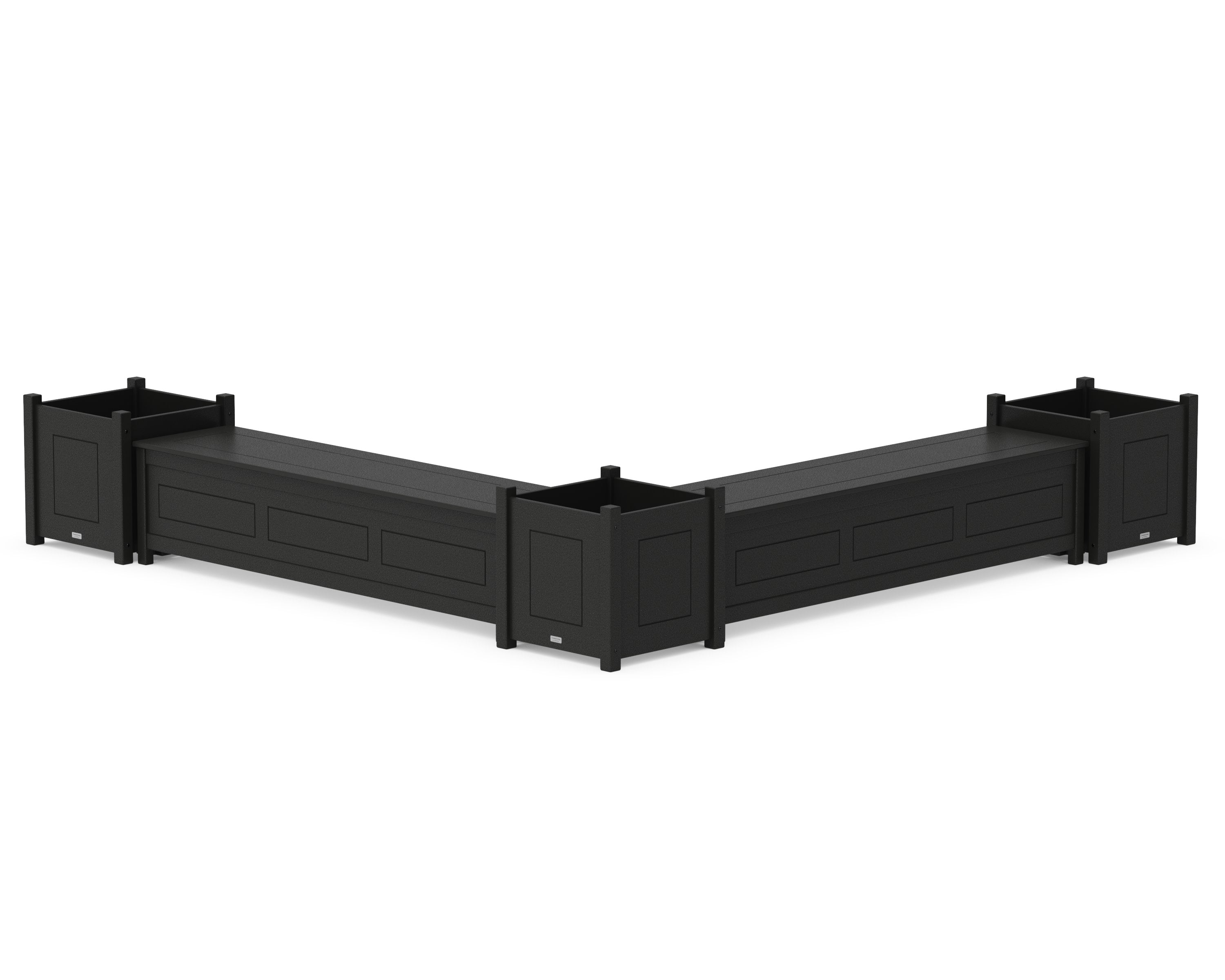 72" Country Living L- Shaped Planter Storage Bench Corner Set- Large in Black