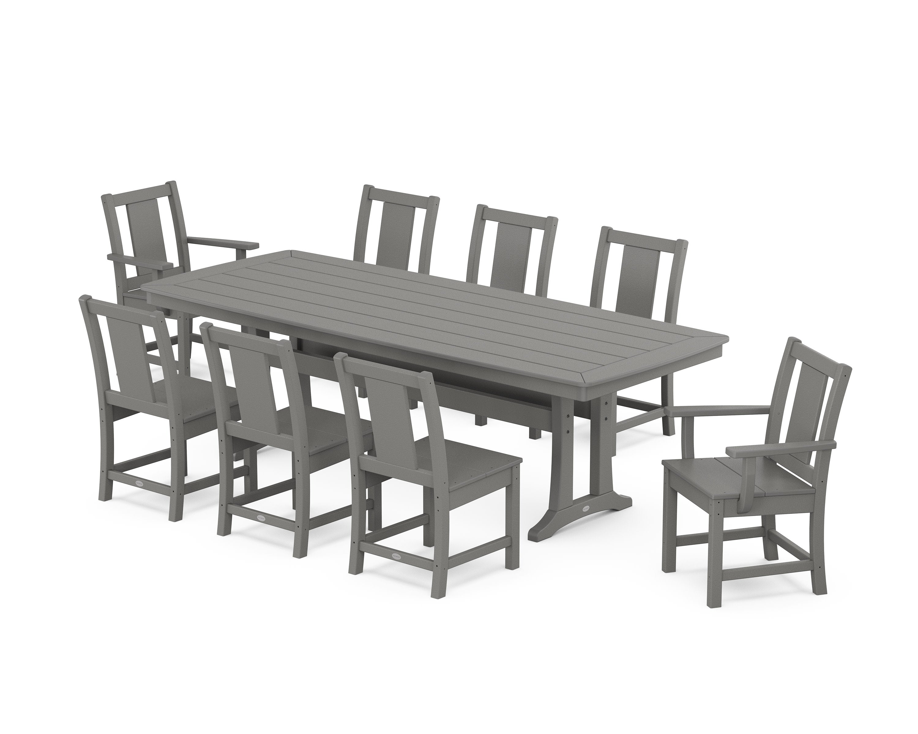 Prairie 9-Piece Dining Set with Trestle Legs in Slate Grey