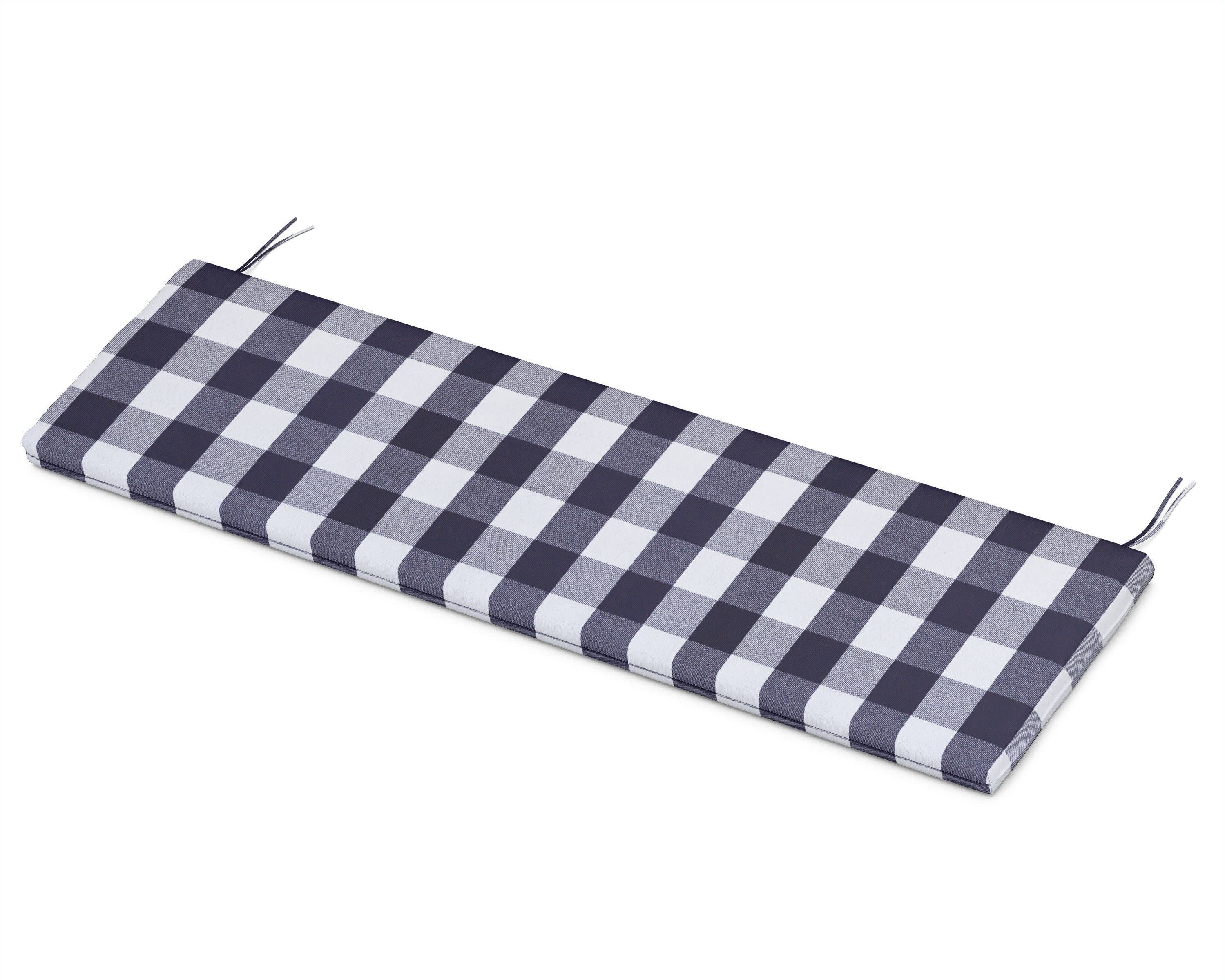 Bench Seat Cushion - 17.5"D x 55"W x 2.5"H in Buffalo Plaid Navy