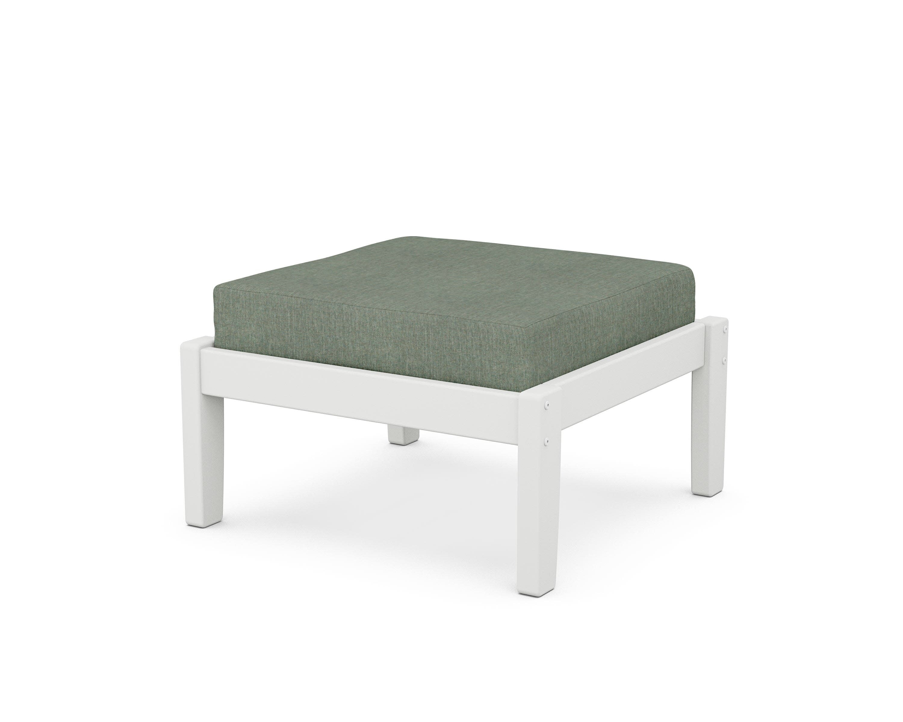 Deep Seating Ottoman in White / Cast Sage