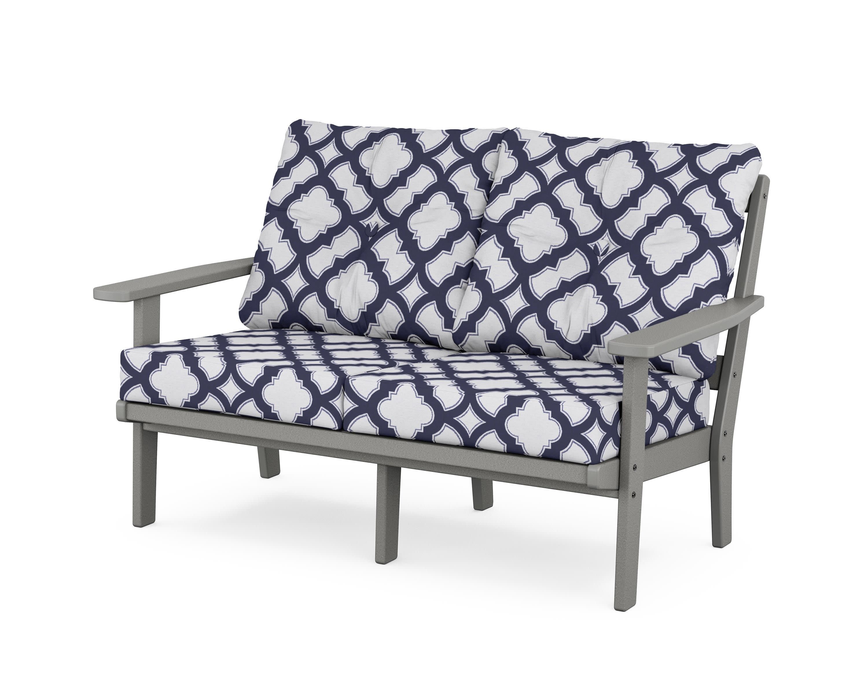 Prairie Deep SeatingLoveseat in Slate Grey / Trellis Navy