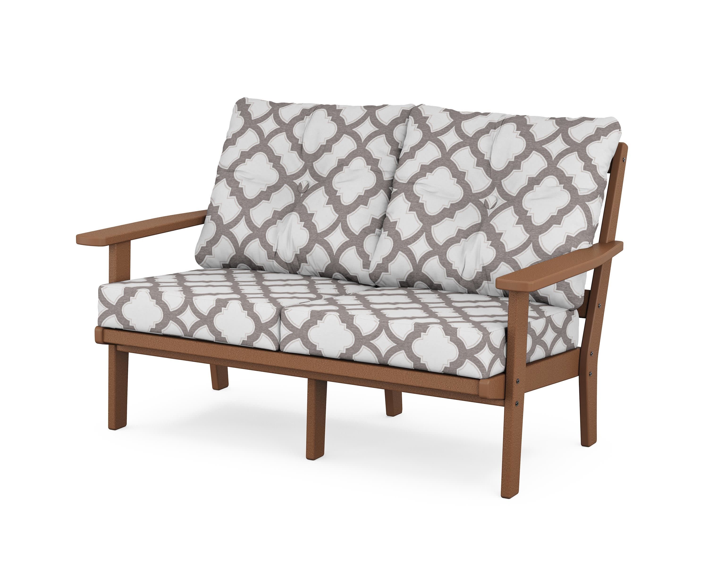 Prairie Deep SeatingLoveseat in Teak / Trellis Grey Mist