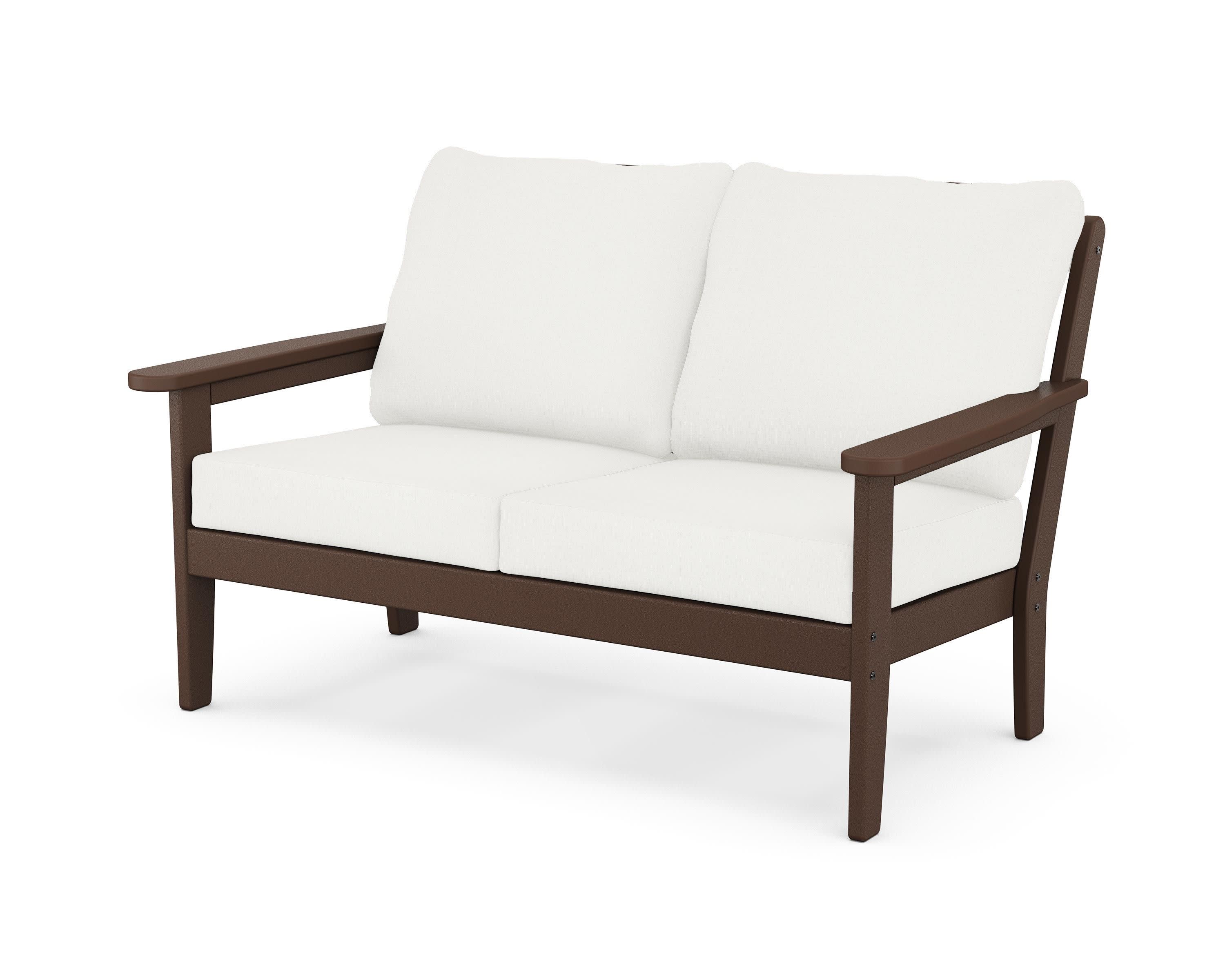 Cottage Deep Seating Loveseat in Mahogany / Natural Linen