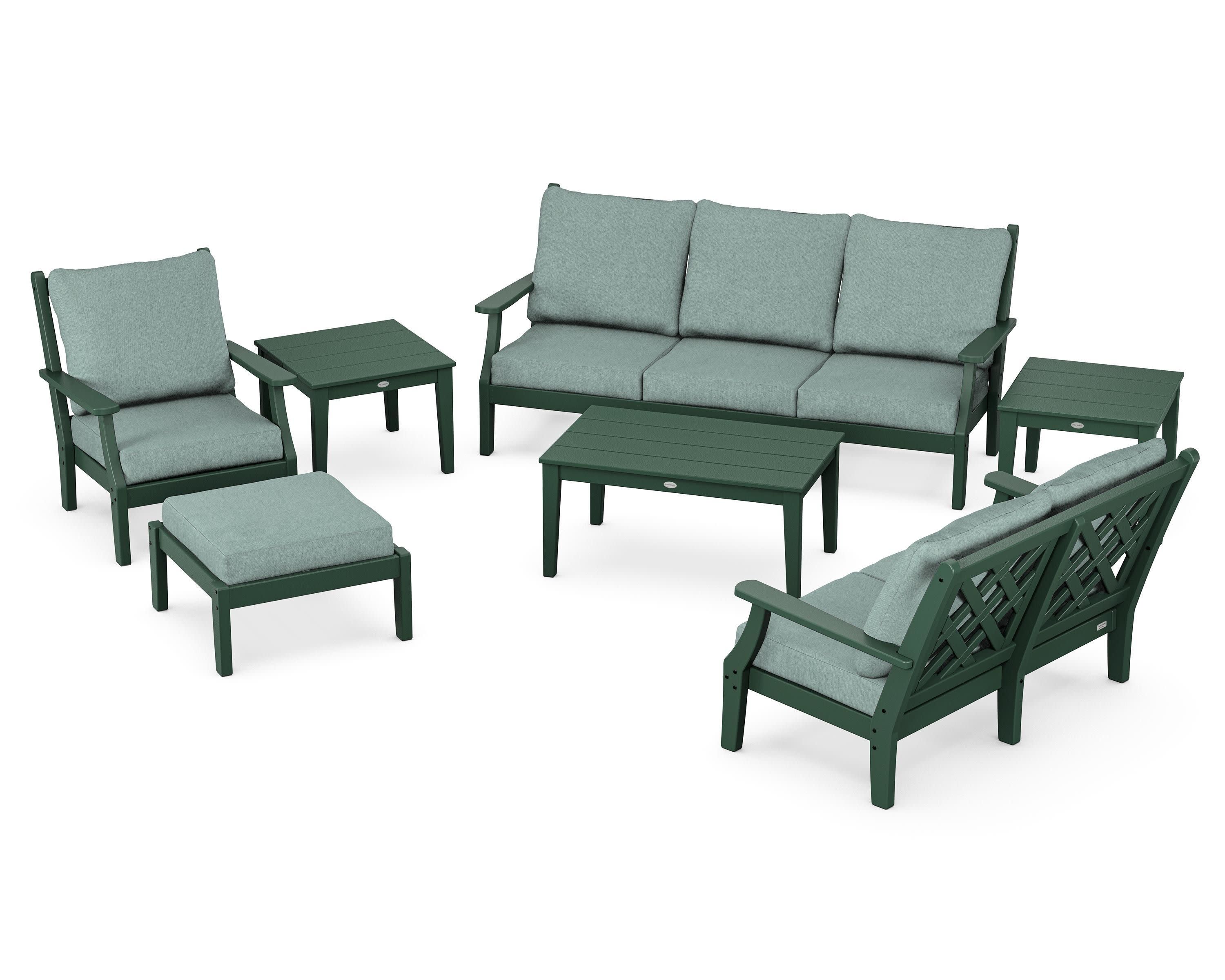 Wovendale 7-Piece Deep Seating Set in Green / Glacier Spa