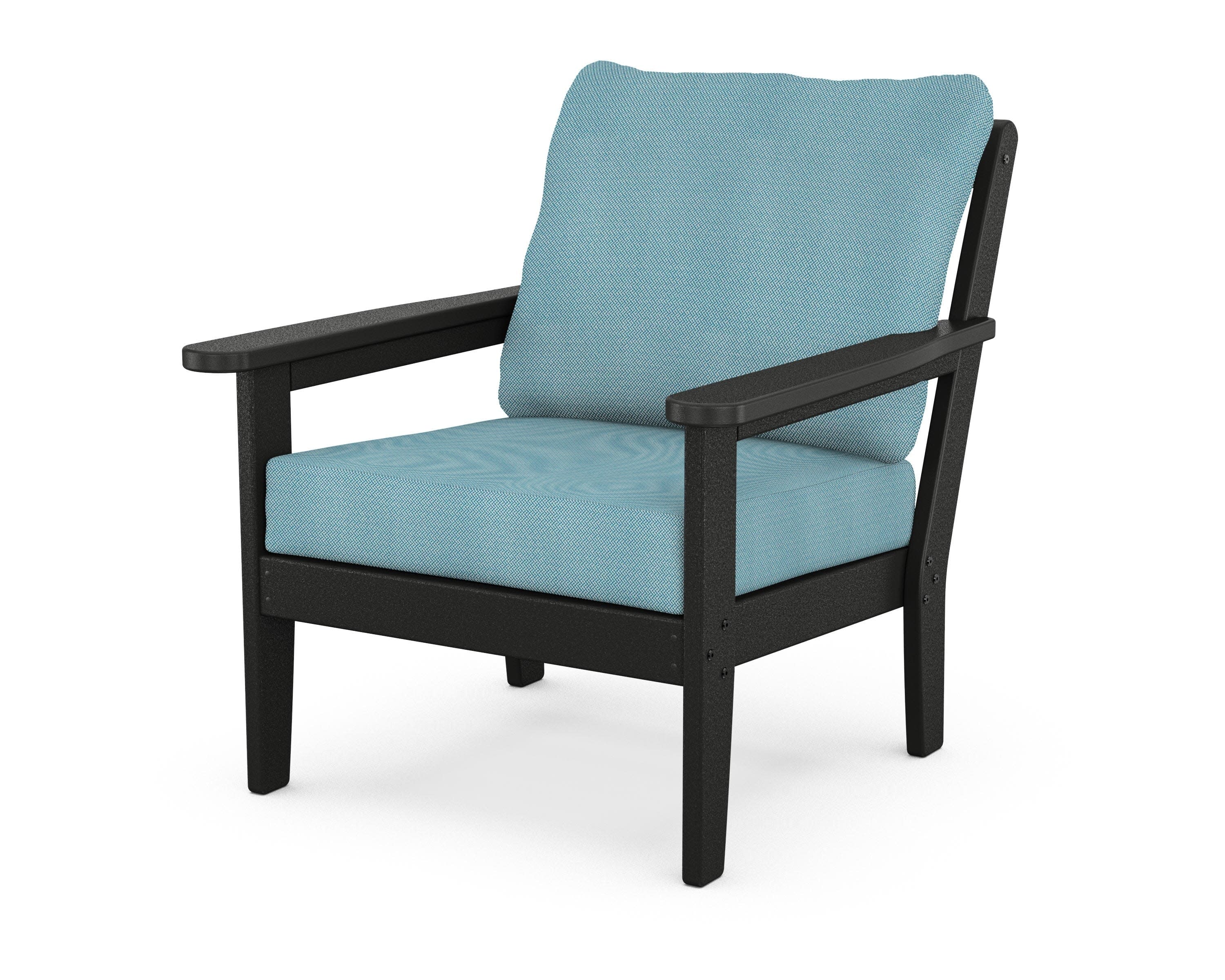 Cottage Deep Seating Chair in Black / Lattice Sky Blue