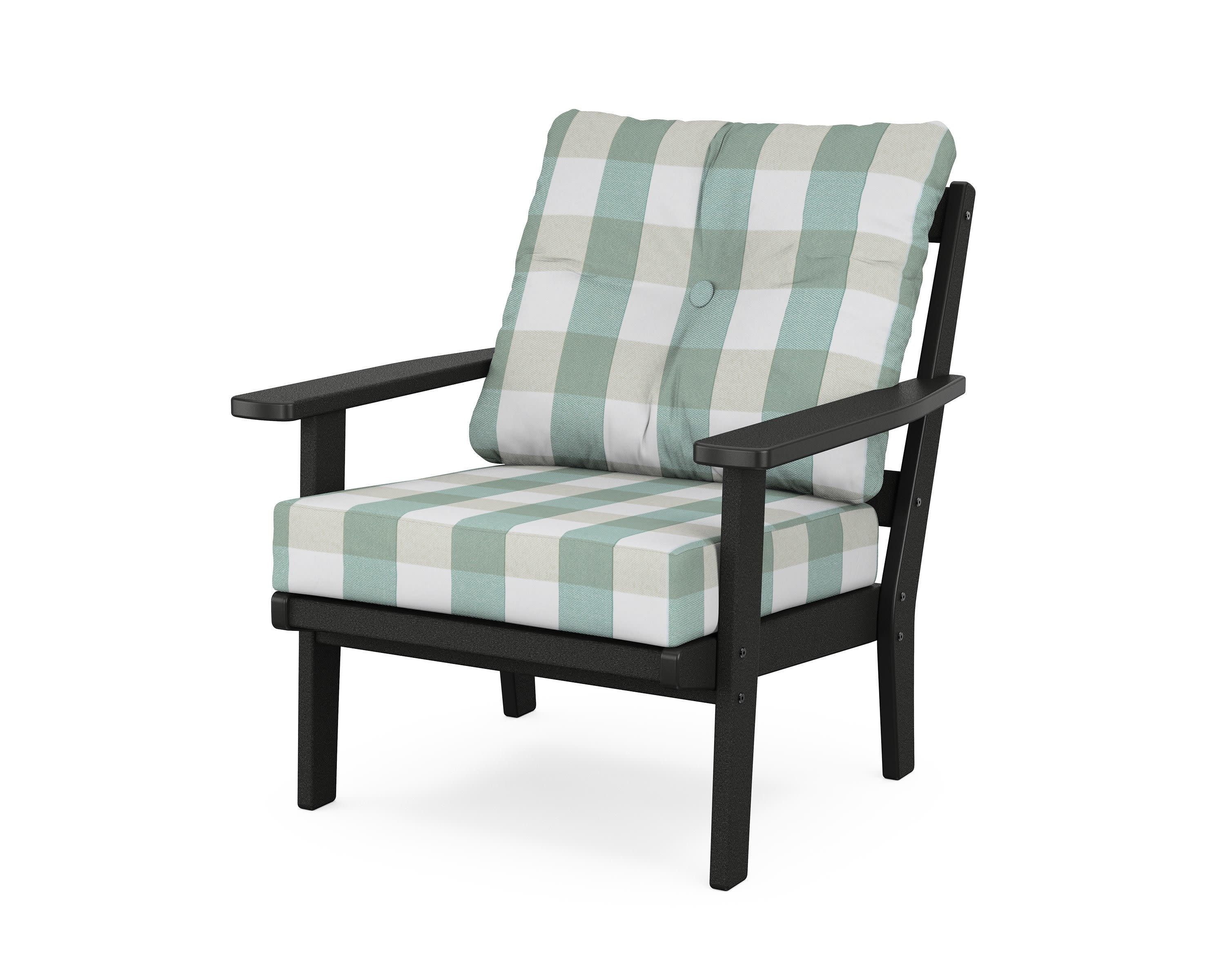Prairie Deep Seating Chair in Black / Buffalo Plaid Glacier Spa