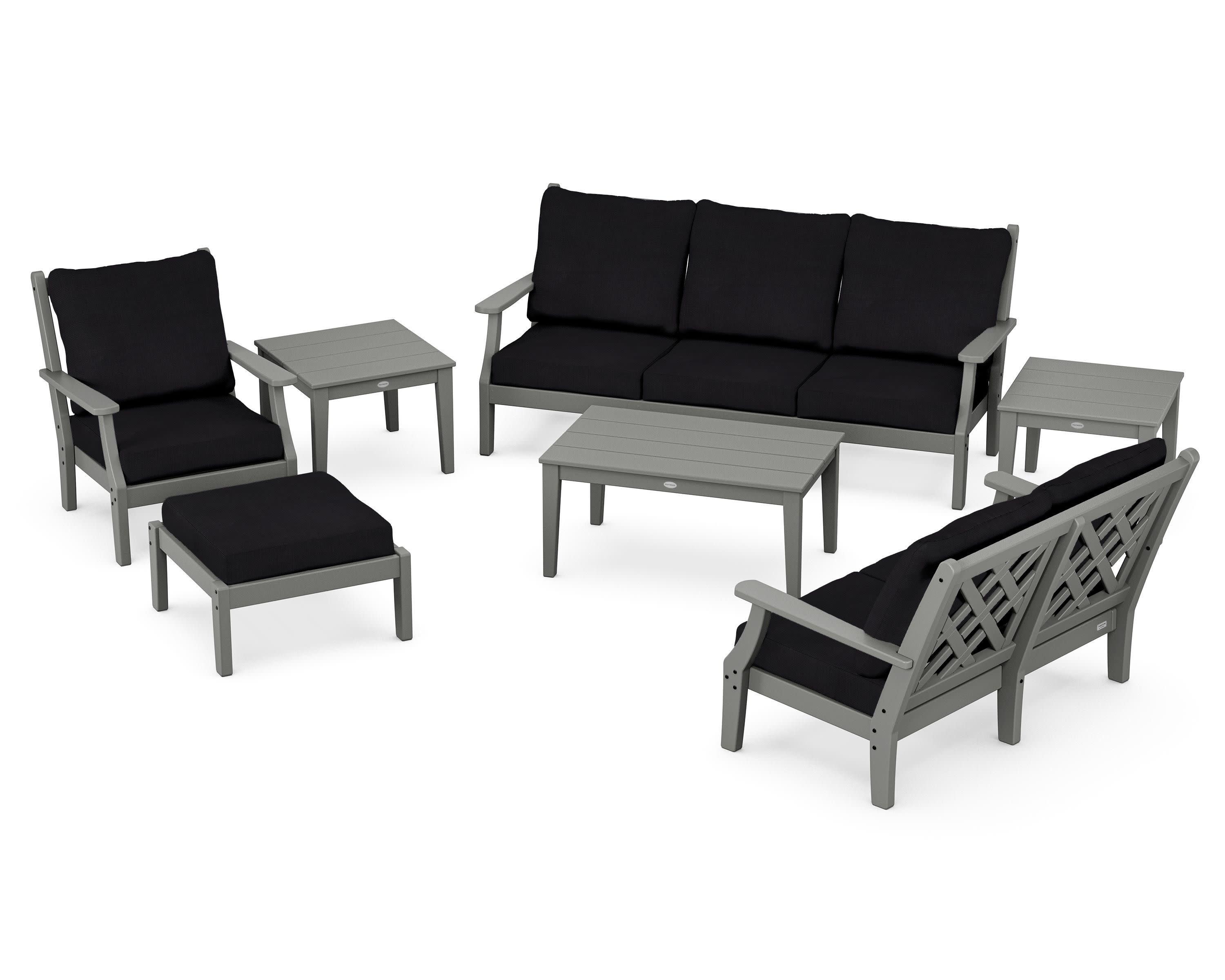 Wovendale 7-Piece Deep Seating Set in Slate Grey / Midnight Linen