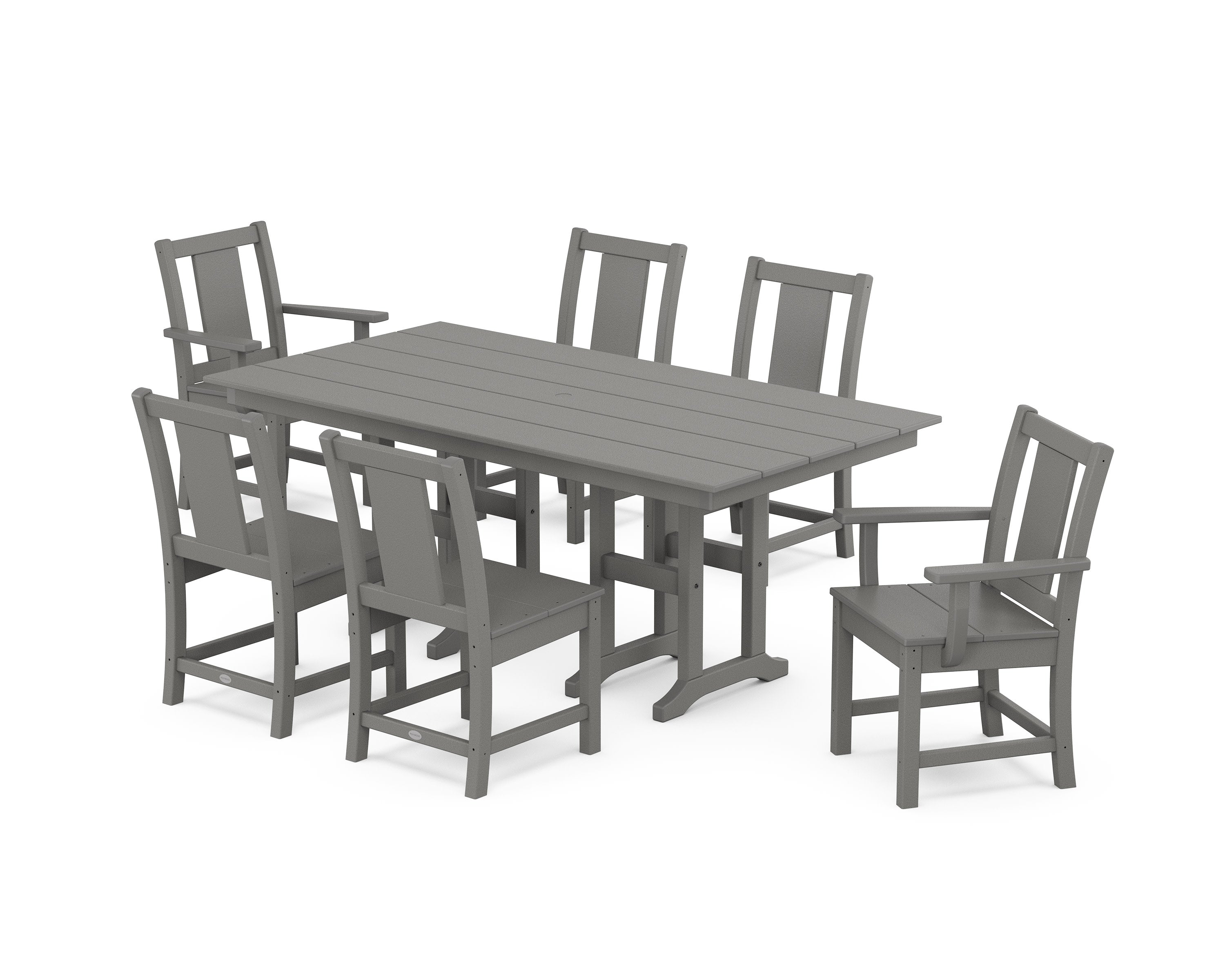Prairie 7-Piece Farmhouse Dining Set in Slate Grey