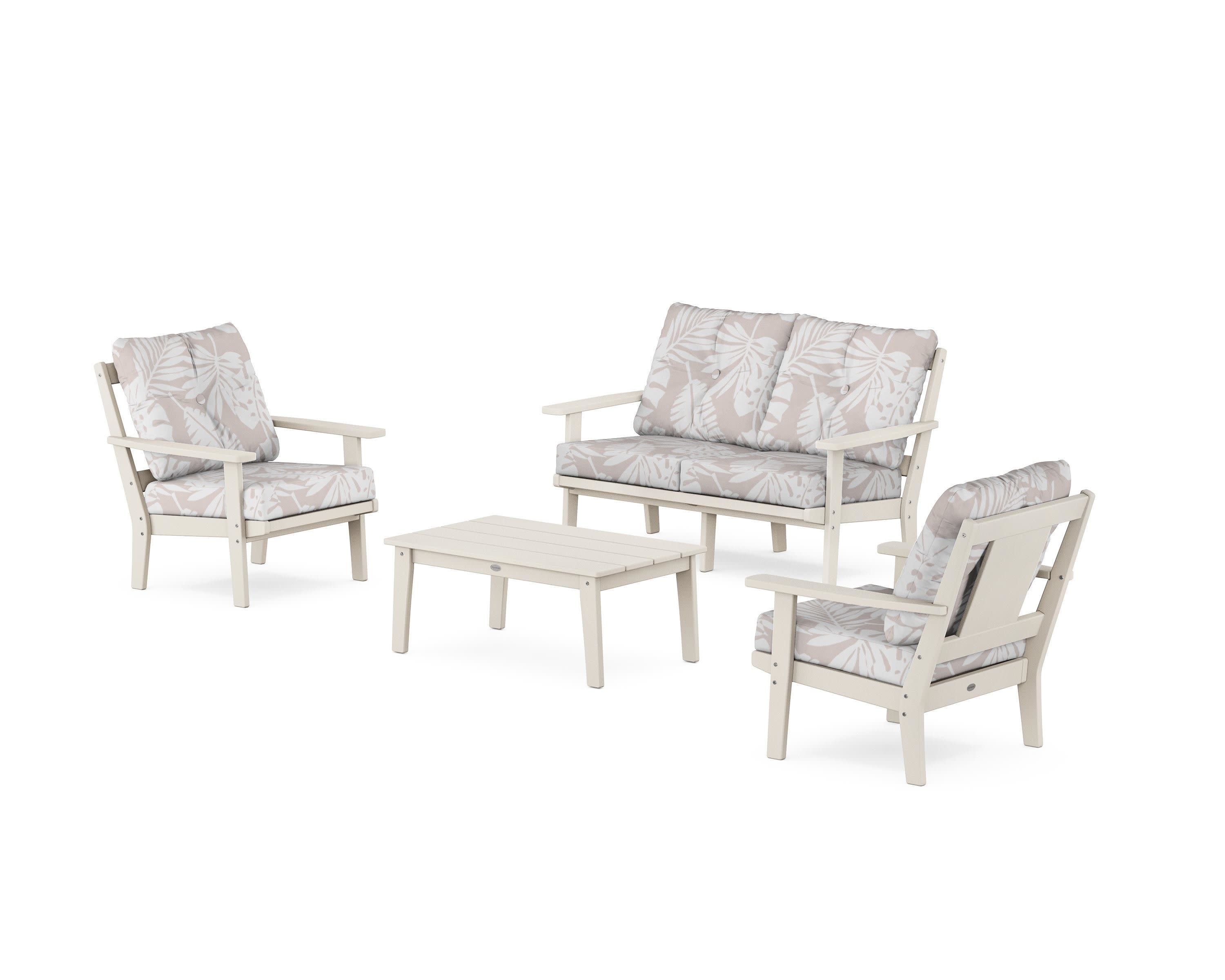 Prairie 4-Piece Deep Seating Set with Loveseat in Sand / Leaf Dune Burlap