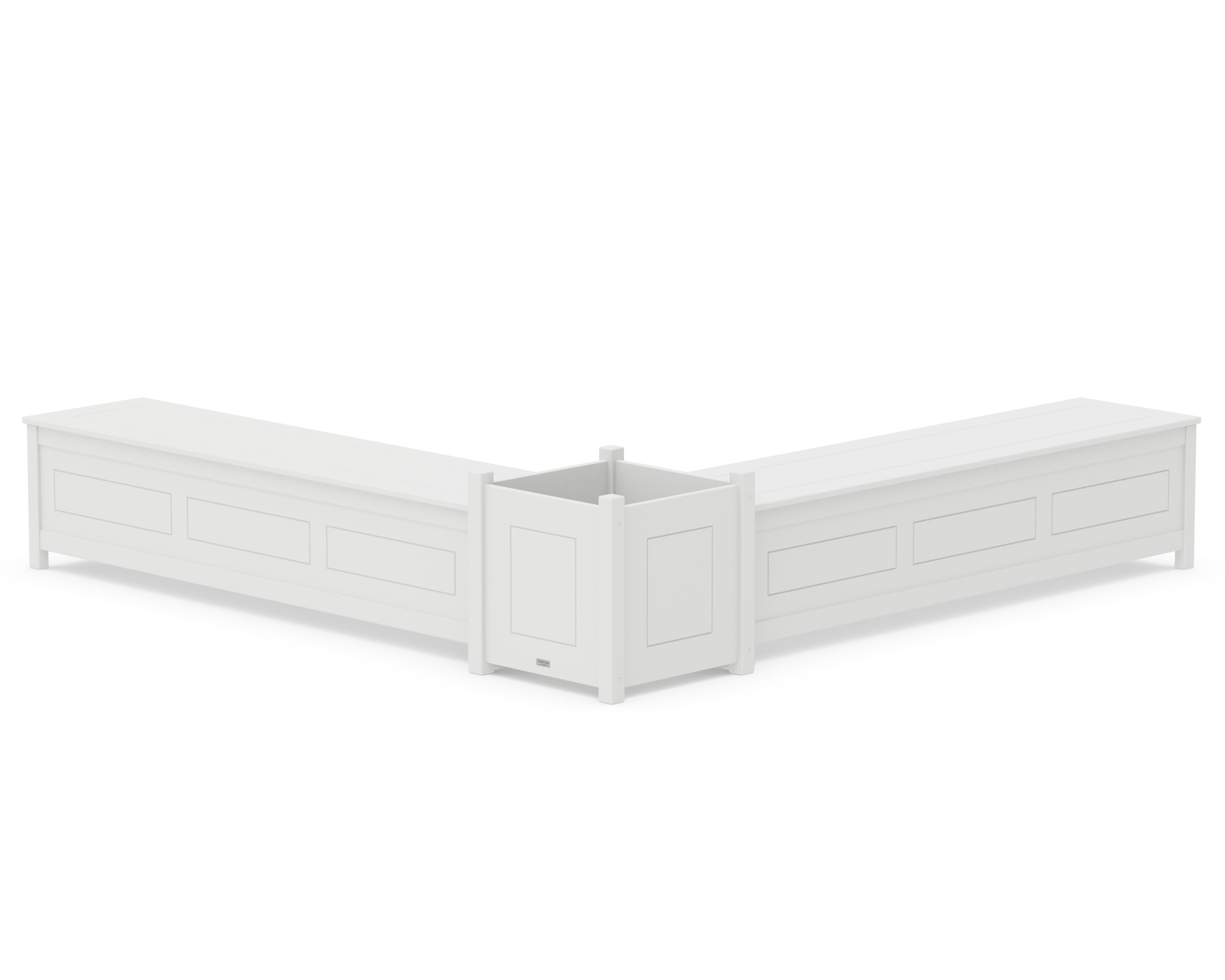72" Country Living L- Shaped Planter Storage Bench Set- Large in White