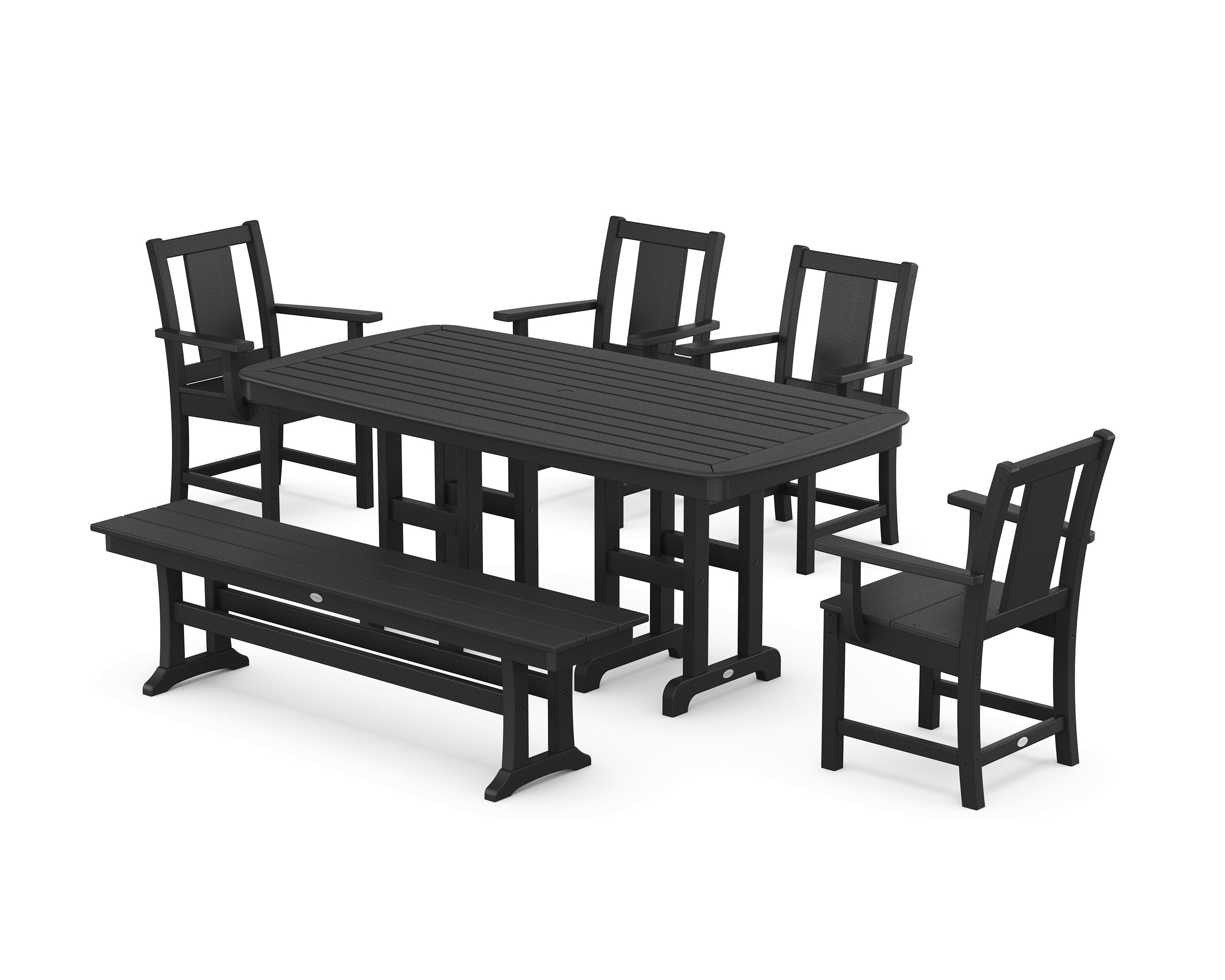 Prairie 6-Piece Dining Set with Bench in Black