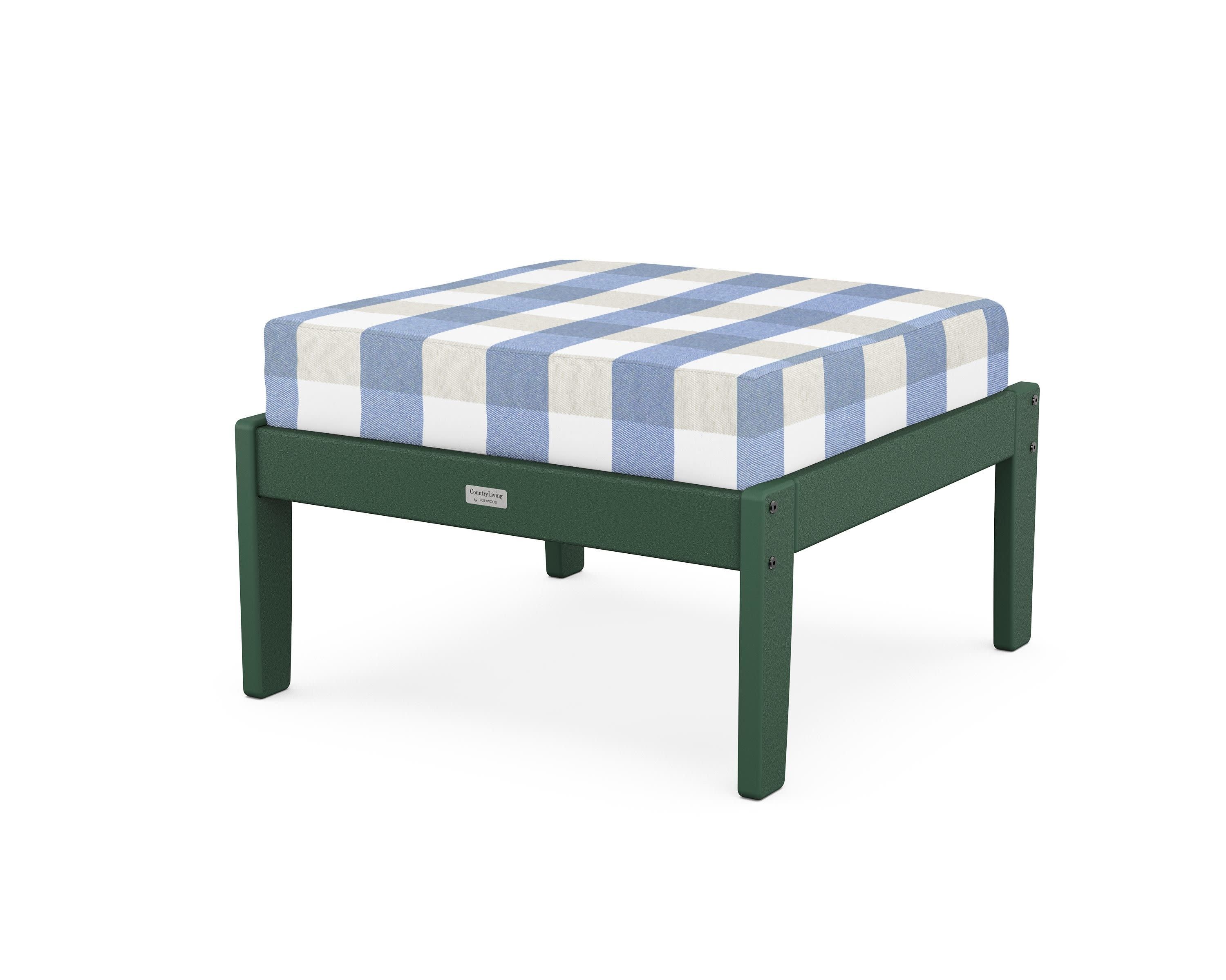 Cottage Deep Seating Ottoman in Green / Buffalo Plaid Sky Blue