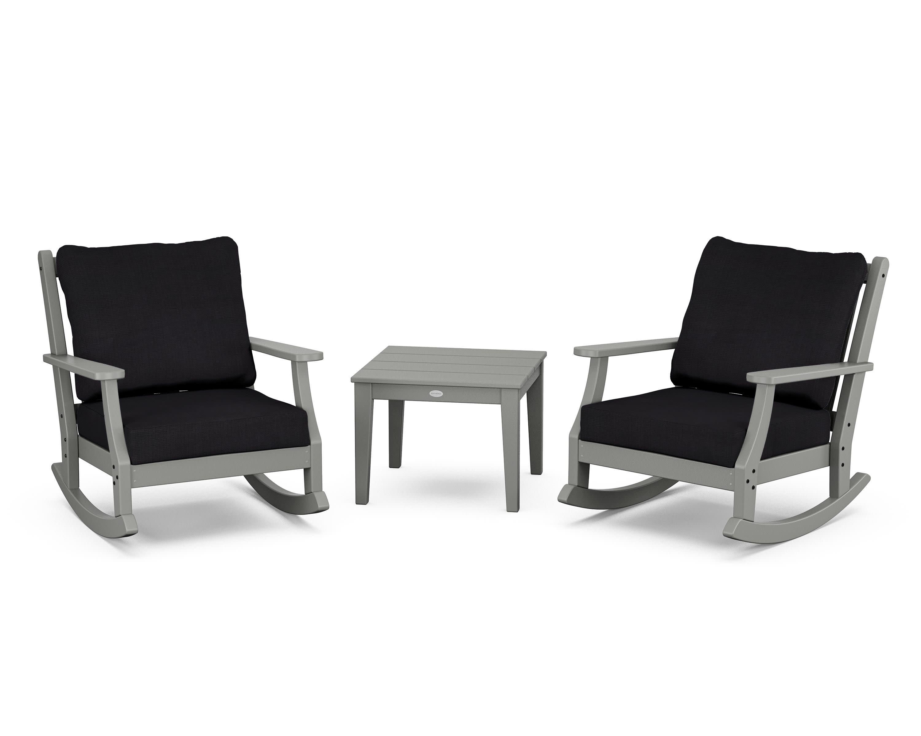 Wovendale 3-Piece Deep Seating Rocker Set in Slate Grey / Midnight Linen