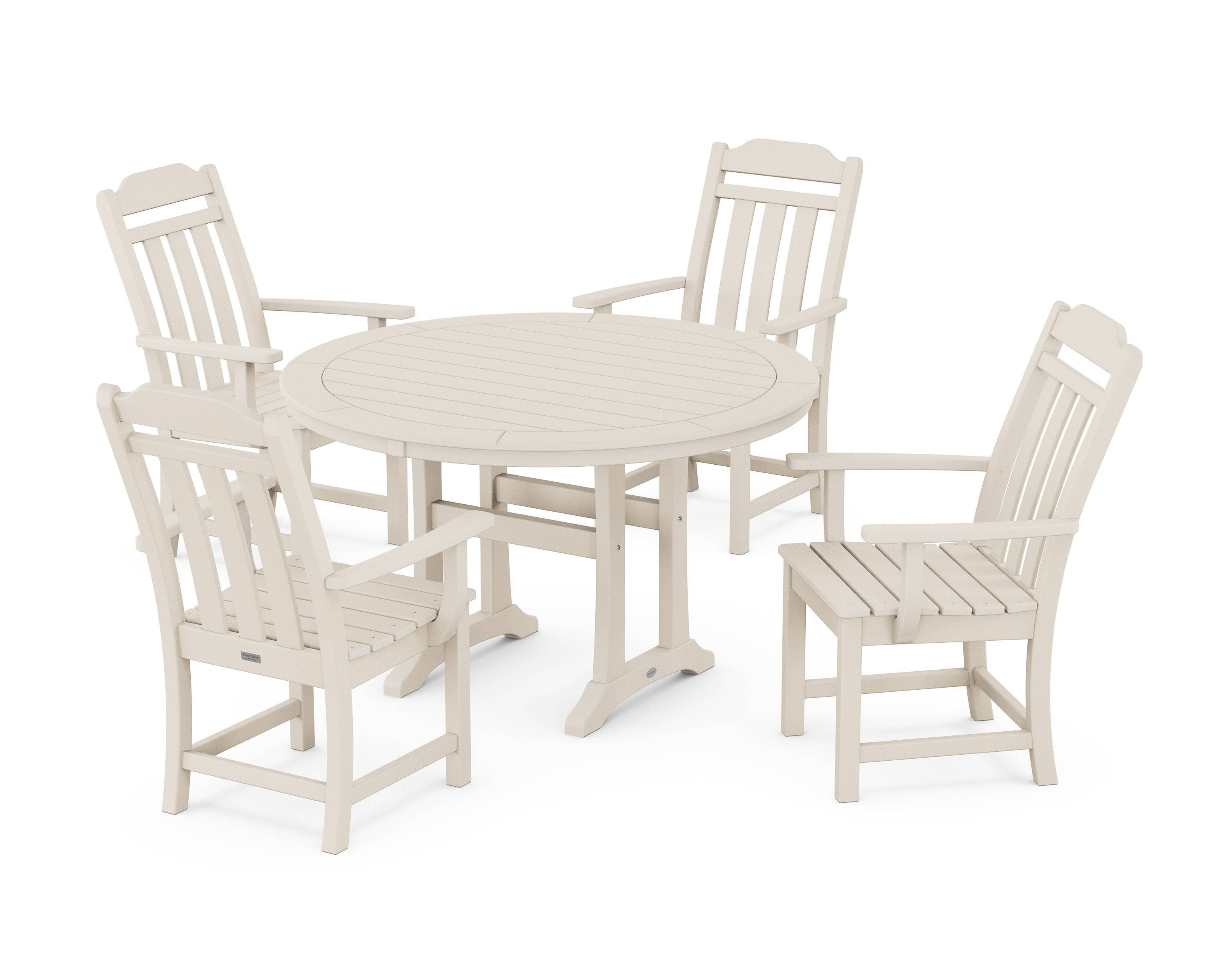 Cottage 5-Piece Round Dining Set with Trestle Legs in Sand