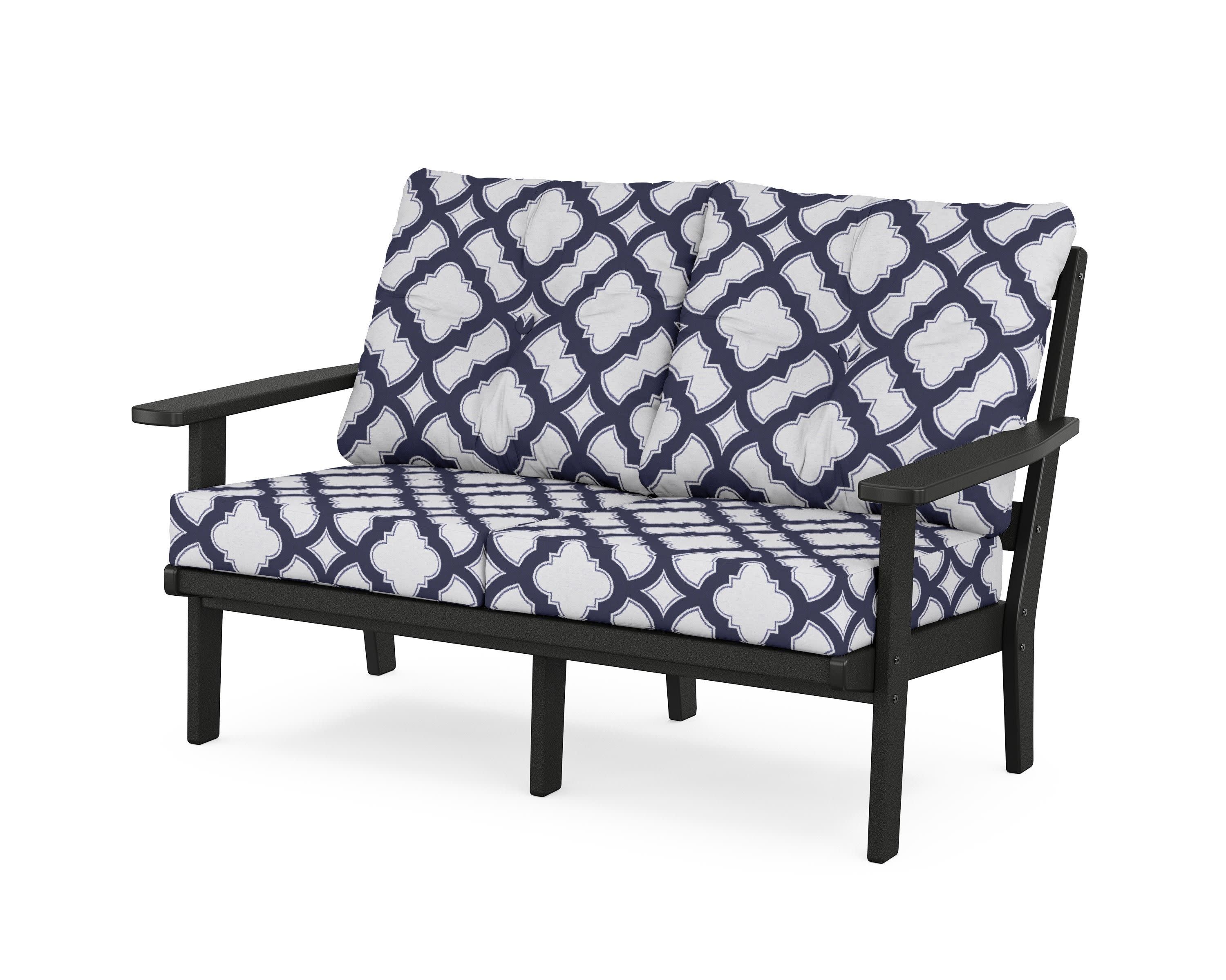 Prairie Deep SeatingLoveseat in Black / Trellis Navy