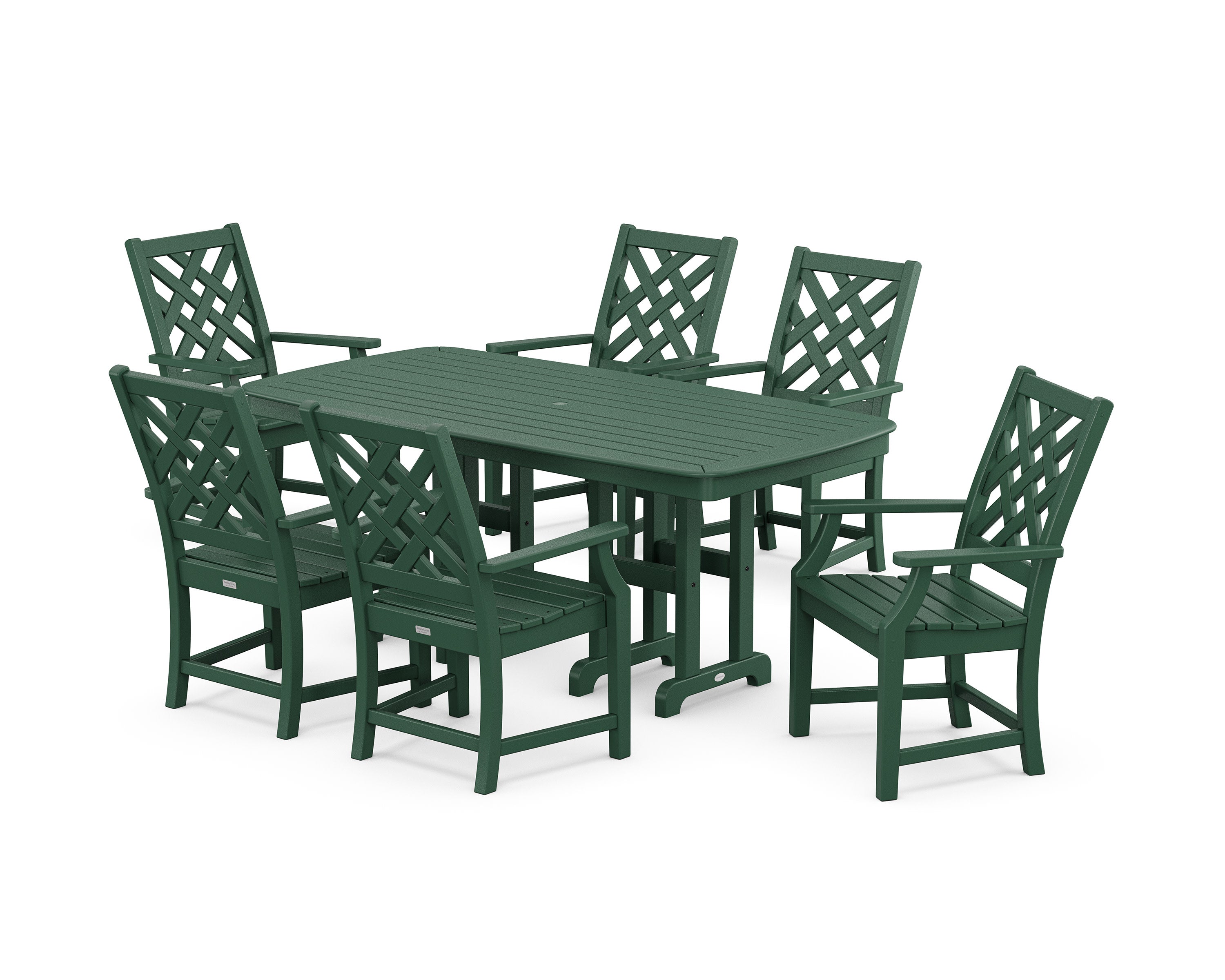 Wovendale Arm Chair 7-Piece Dining Set in Green